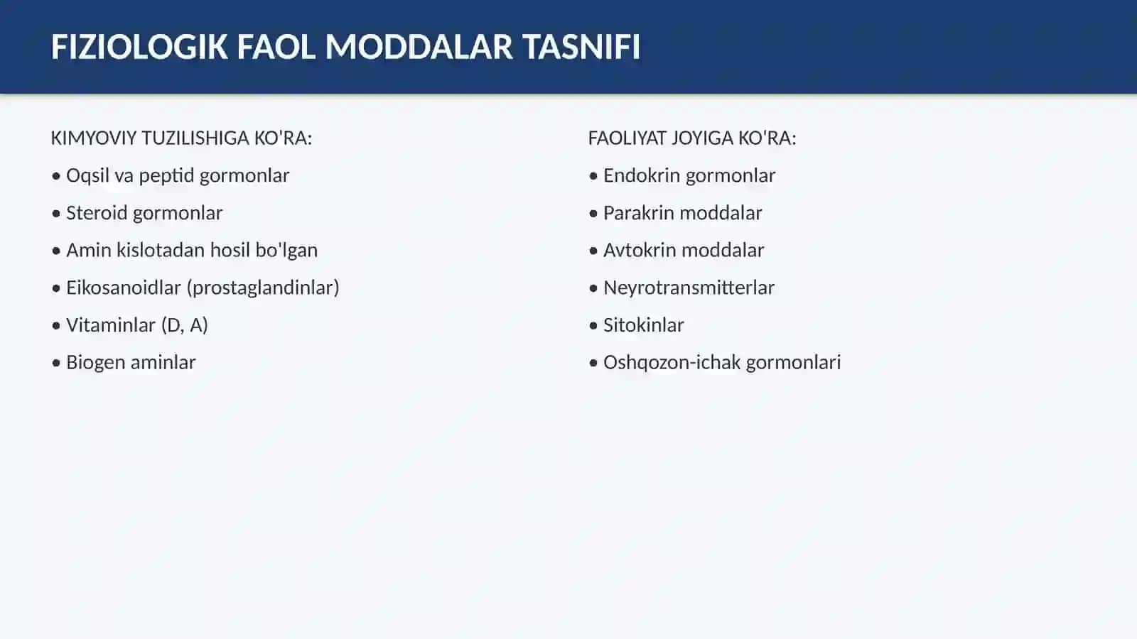 FIZIOLOGIK FAOL MODDALARVA ENDOKRIN TIZIMI BIOKIMYOSI 4