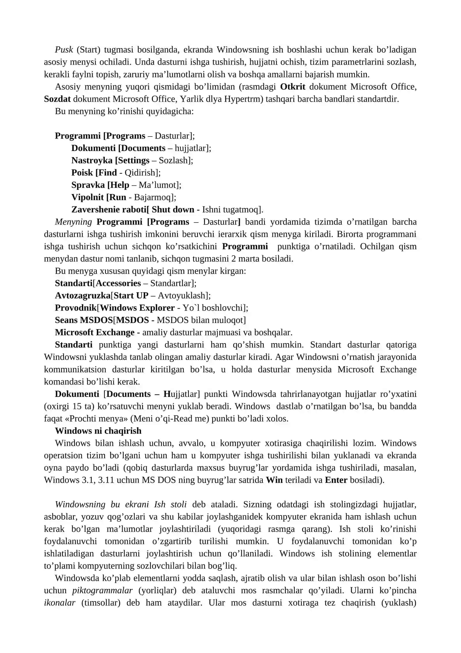 Windows operatsion tizimlari VA UNING IMKONIYATLARI 4