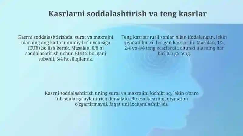 Oddiy kasrlar asoslari 4