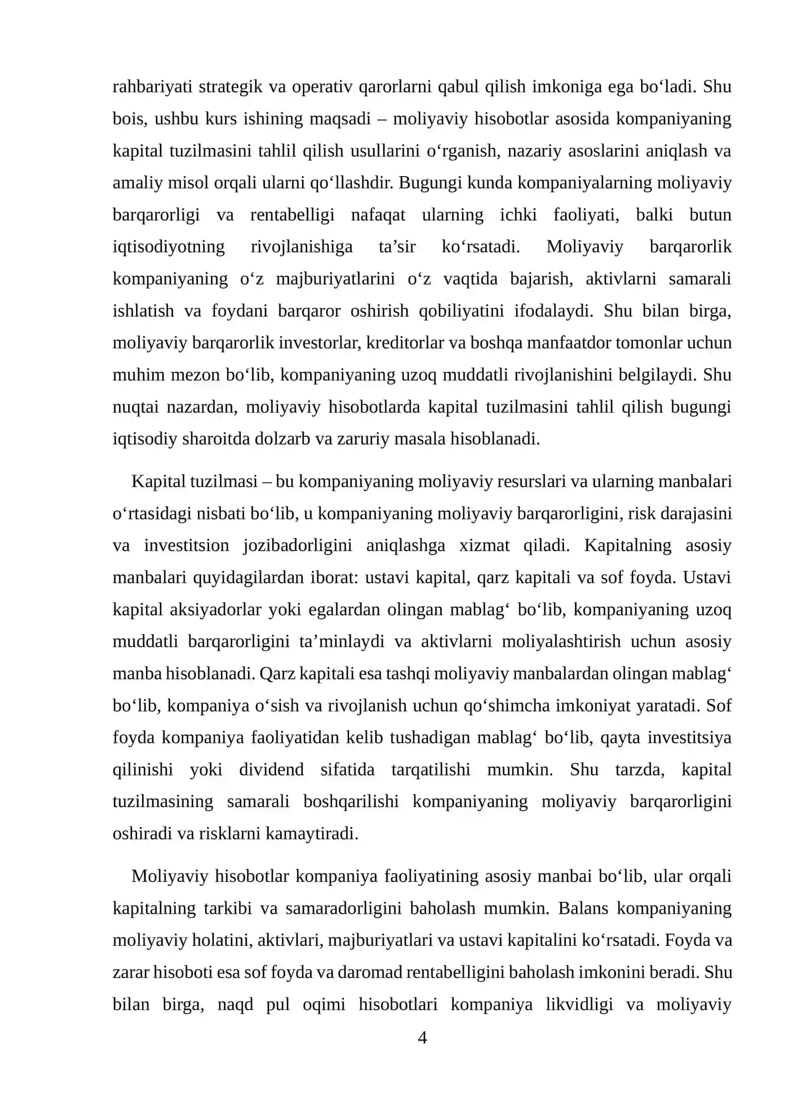 MOLIYAVIY HISOBOTDA KAPITAL TUZILMASINI TAHLIL QILISH 4