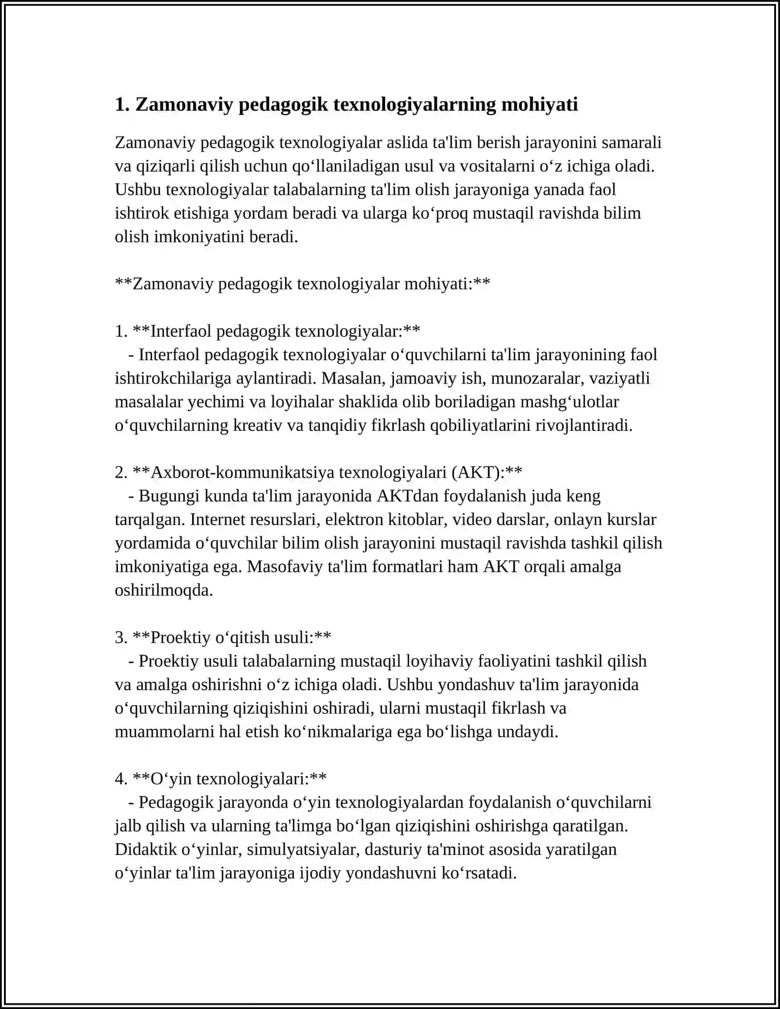 Zamonaviy pedagogik texnologiyalar mohiyati 4