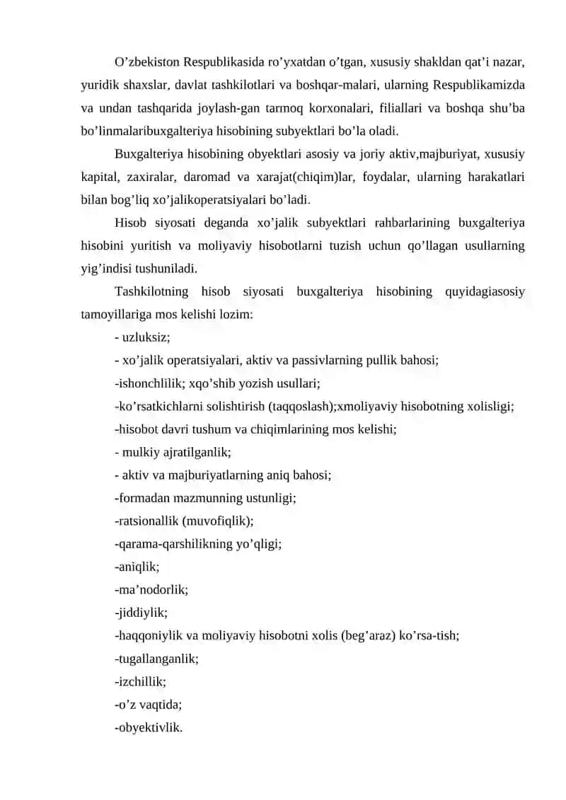 Buxgalteriya hisobini tashkil etish asoslari 4