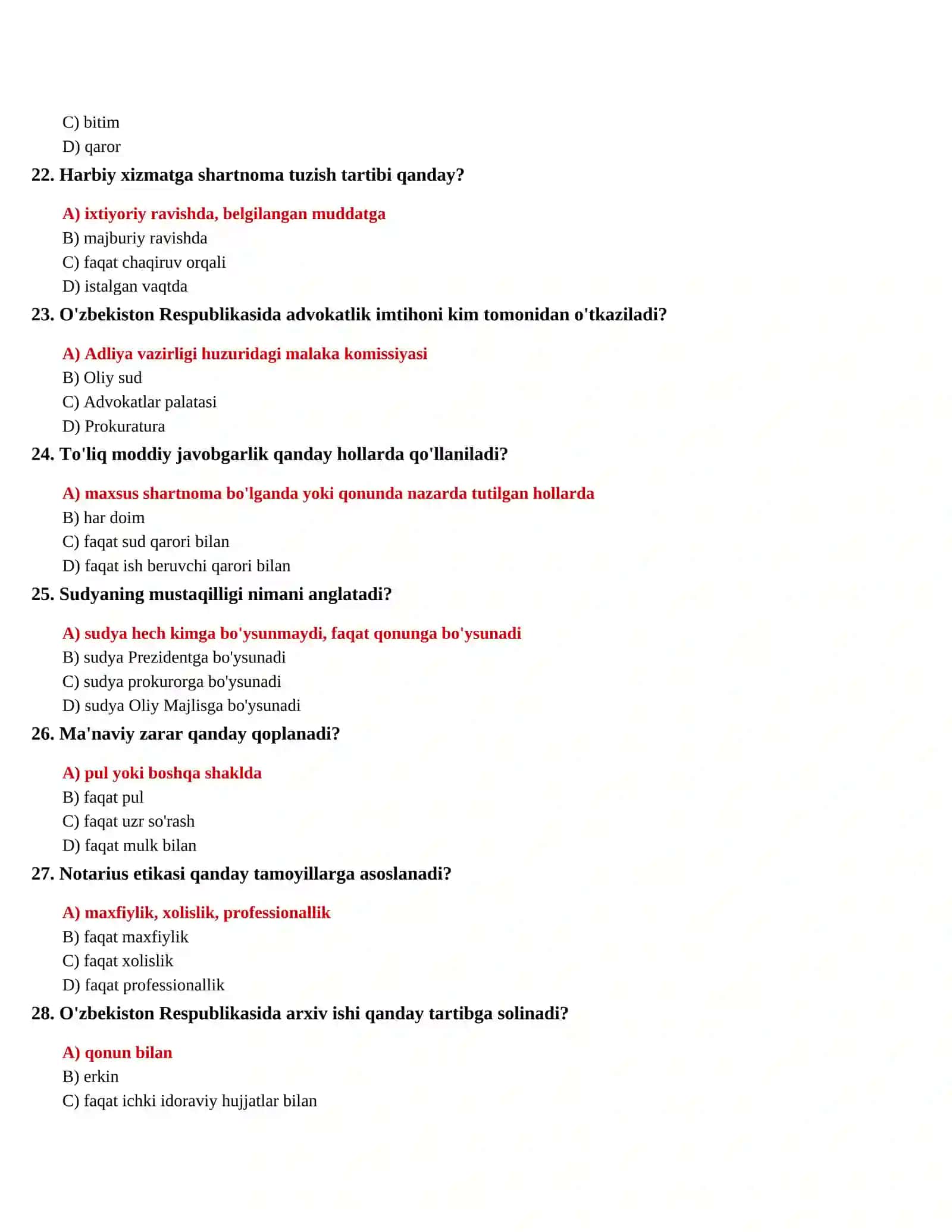 HUQUQSHUNOSLIK FANIDAN TESTLAR (1000 ta) 4