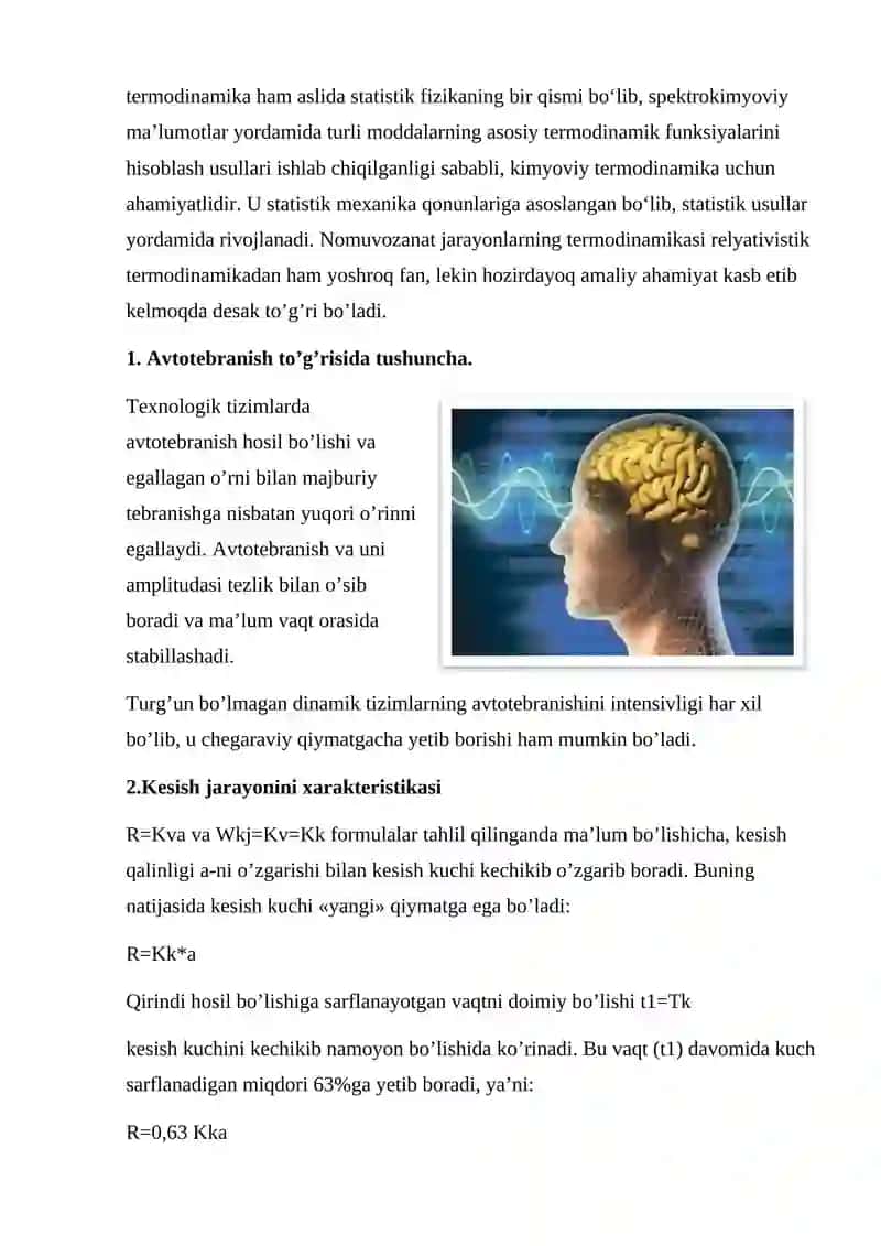 sinergetika. Avtotebranmali jarayonlar. 4