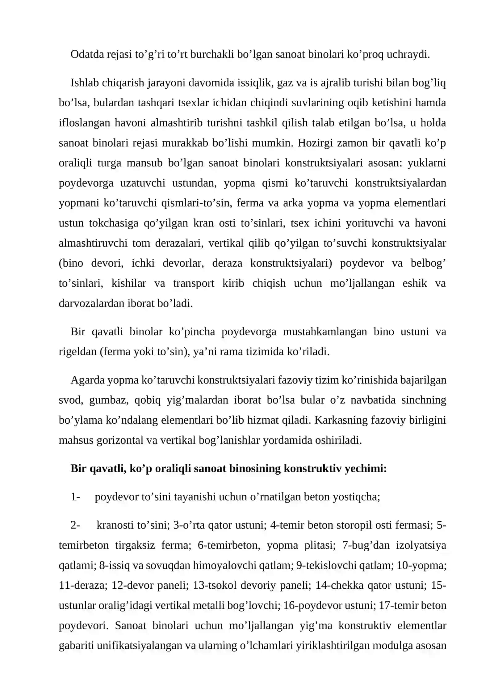 O’zbekistonda qurilgan bir qavatli sanoat binolari 4