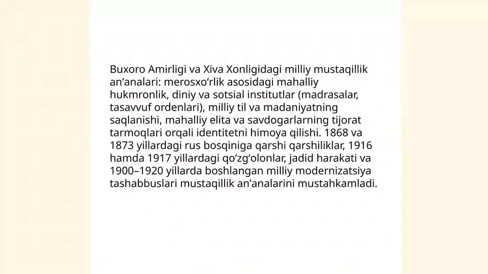 Oʻzbekistonda Mustaqillik gʻoyalarining tarixiy asoslari 4
