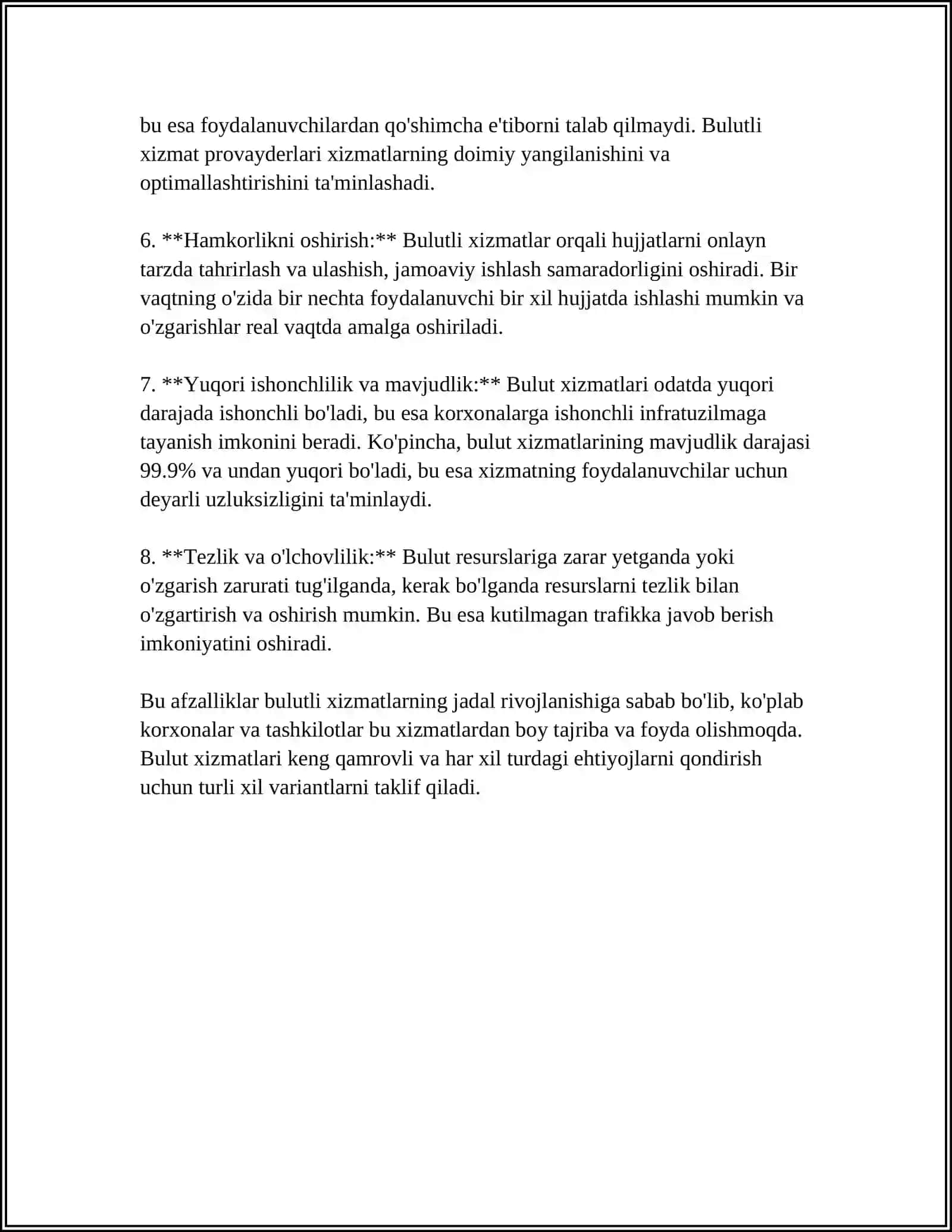 BULUTLI TEXNOLOGIYA XIZMATLARIDAN FOYDALANISH 4