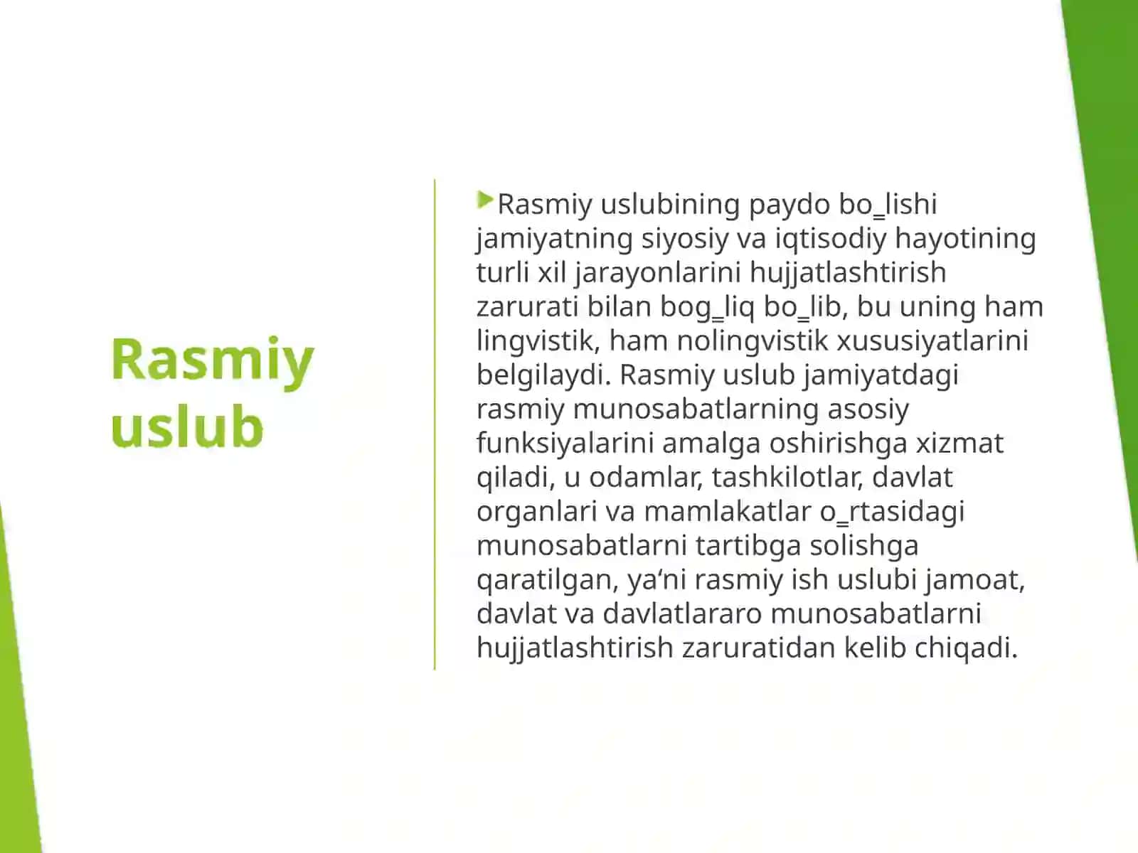 Rasmiy-idoraviy uslub va va uning uslubiy xususiyatlari 4