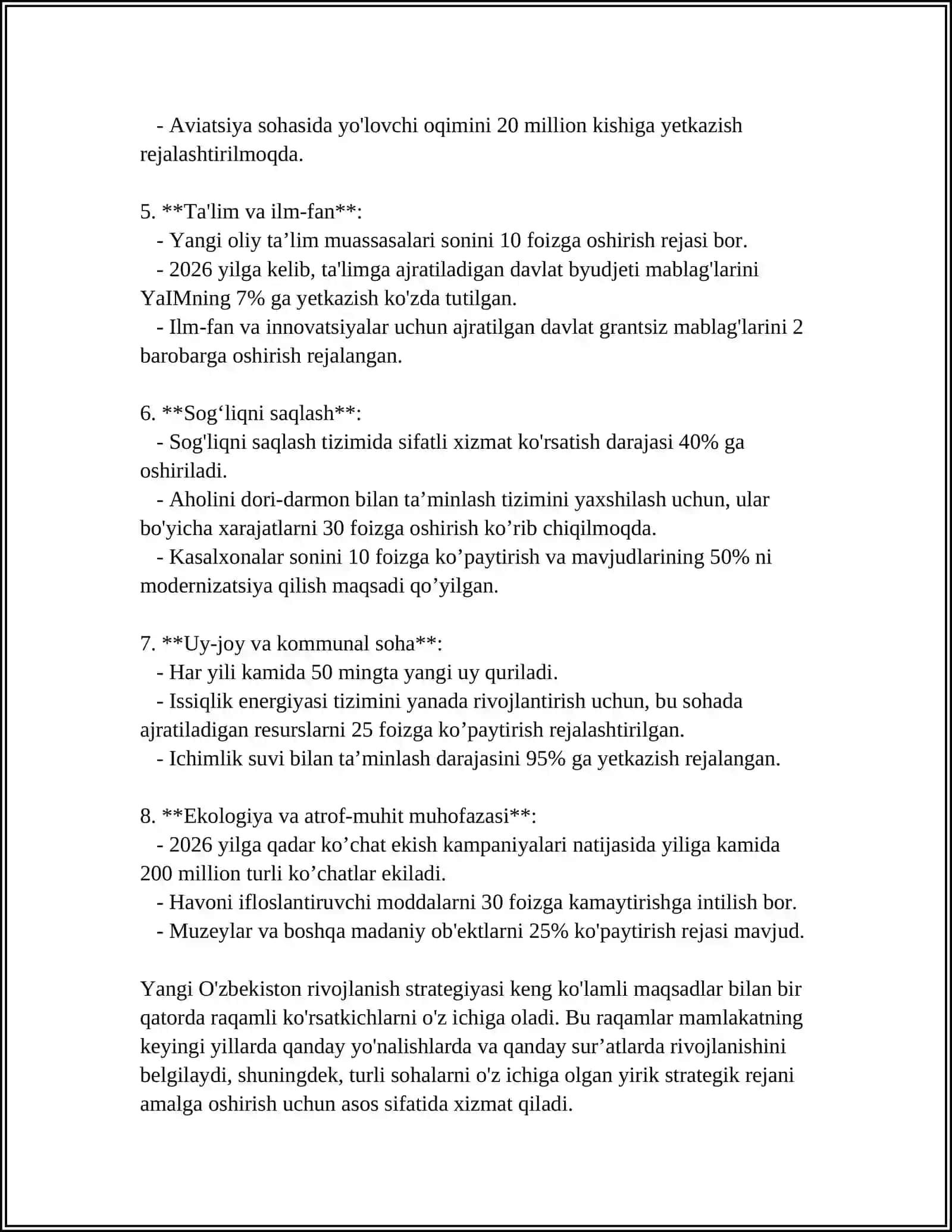 Yangi O'zbekistonning rivojlanish strategiyasi 4
