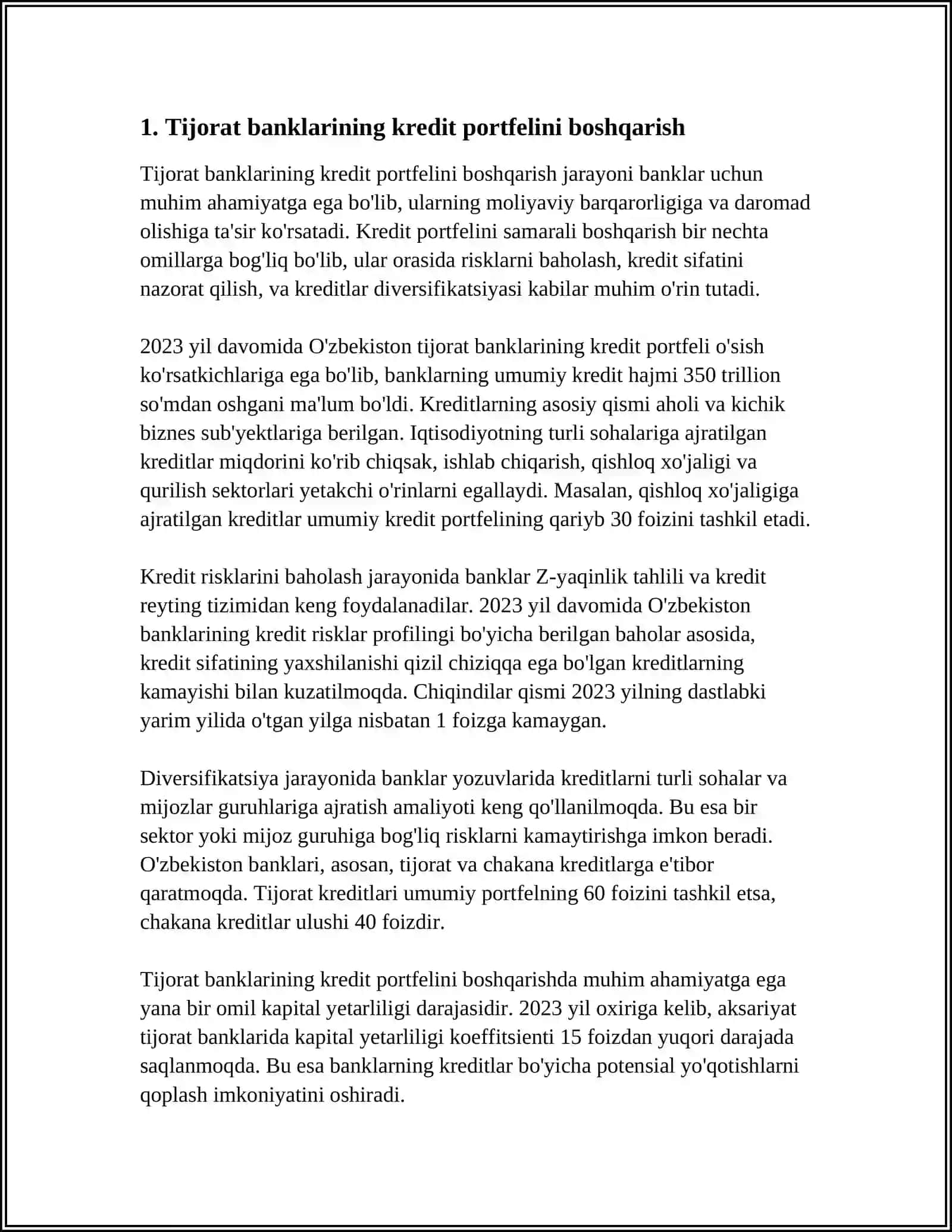 TIJORAT BANKLARINING KREDIT PORTFELINI EKONOMETRIK MODELLASHTIRISH 4