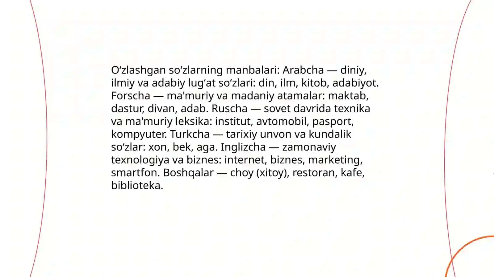 Oʻzbek tili leksikasida oʼz va oʼzlashgan soʻzlar 4