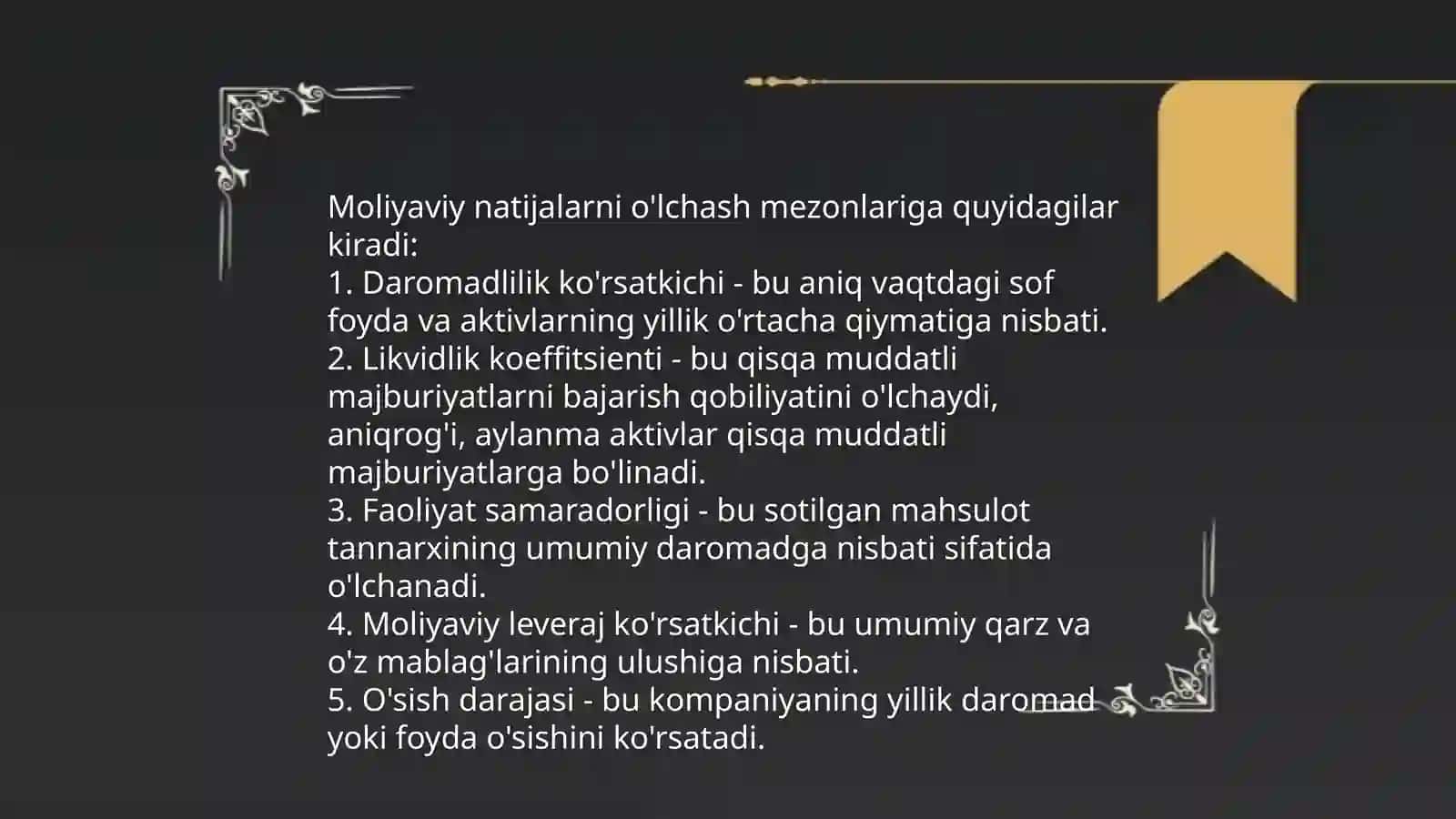 Moliyaviy natijalar ularning ahamiyati va aniqlash tartibi 4