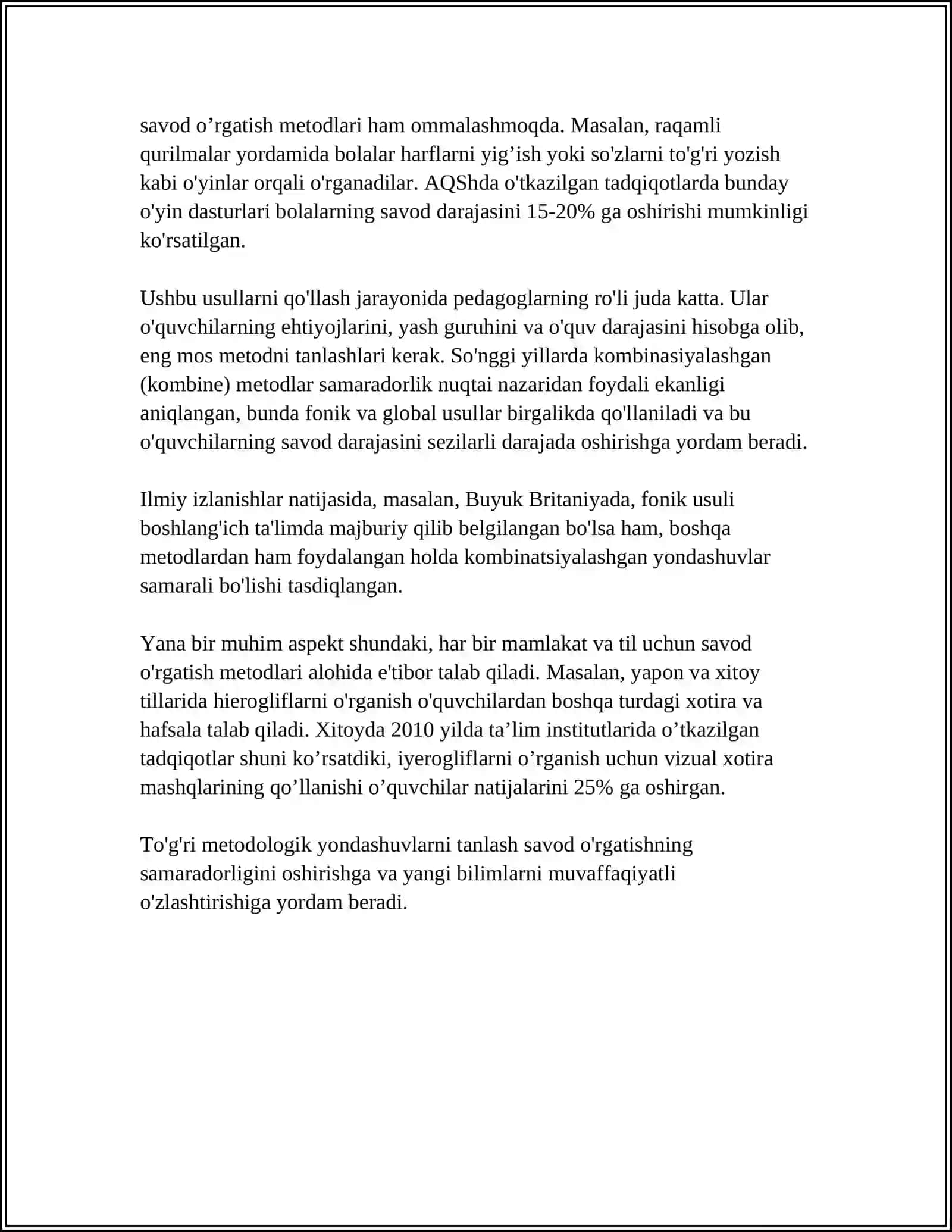 SAVOD ORGATISH METODLARIGA QIYOSIY TANQIDIY ASARLARIGA KELTIRILGAN KLASTER YARATISH 4