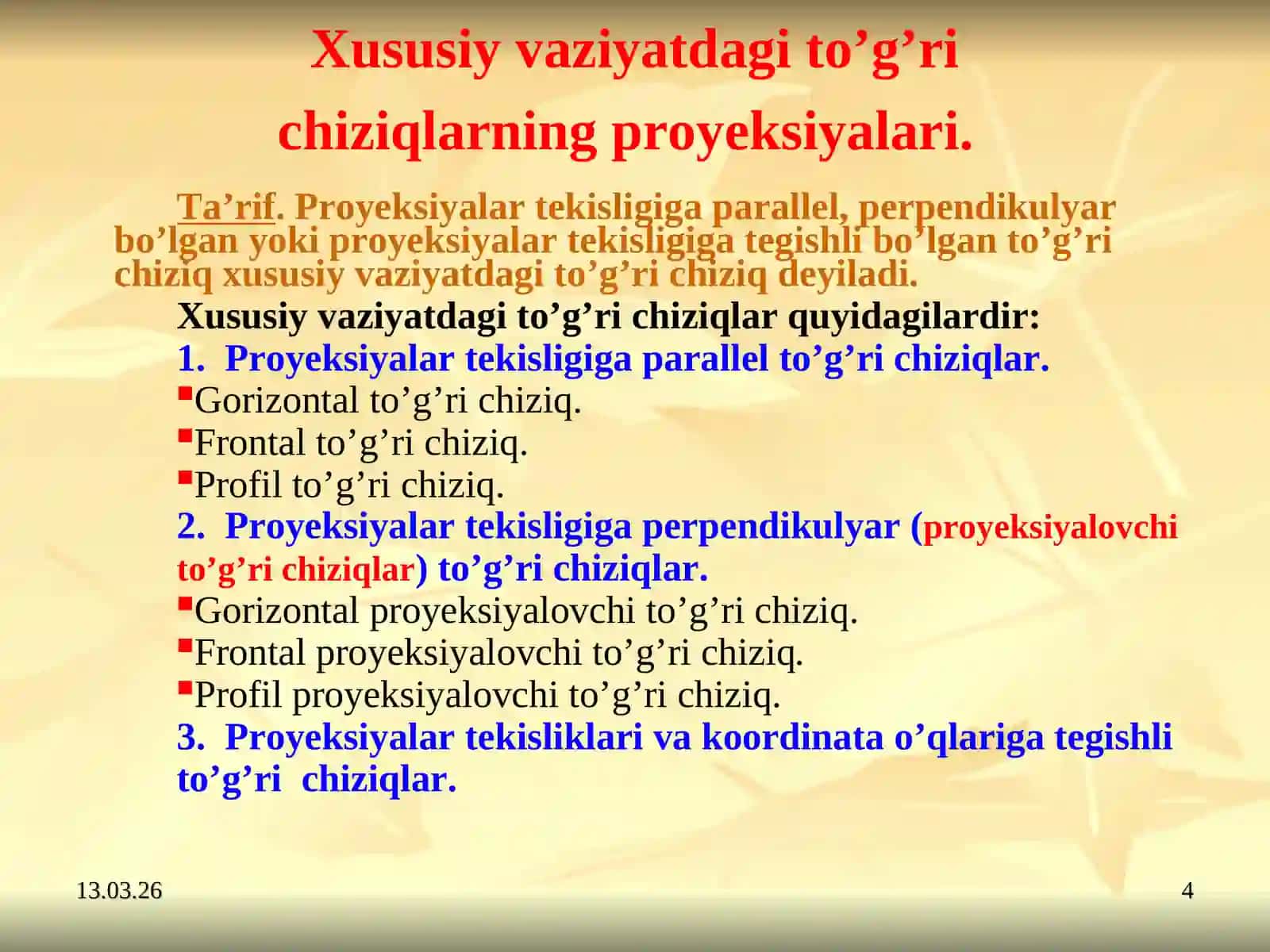 To'g’ri chiziqlar va tekisliklar 4