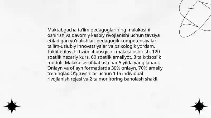 Maktabgacha ta’lim tizimini rivojlantirishning ustuvor yonalishlar 4