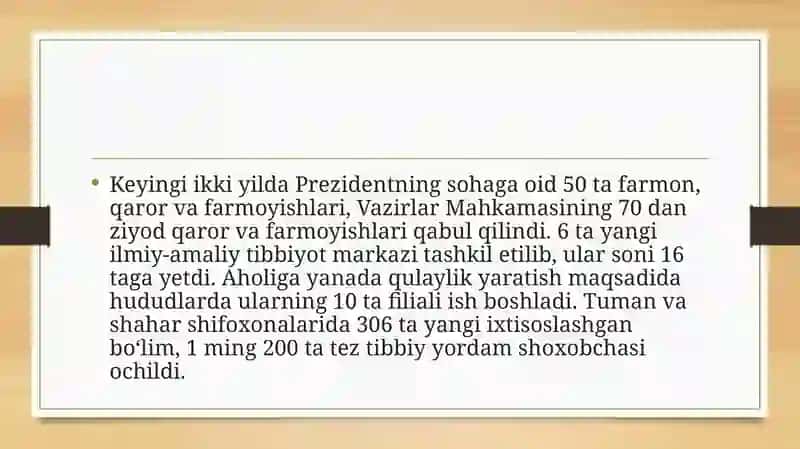 Sog'liqni saqlash sohasidagi islohotlarning yangi ustuvoryo'nalishlari 4