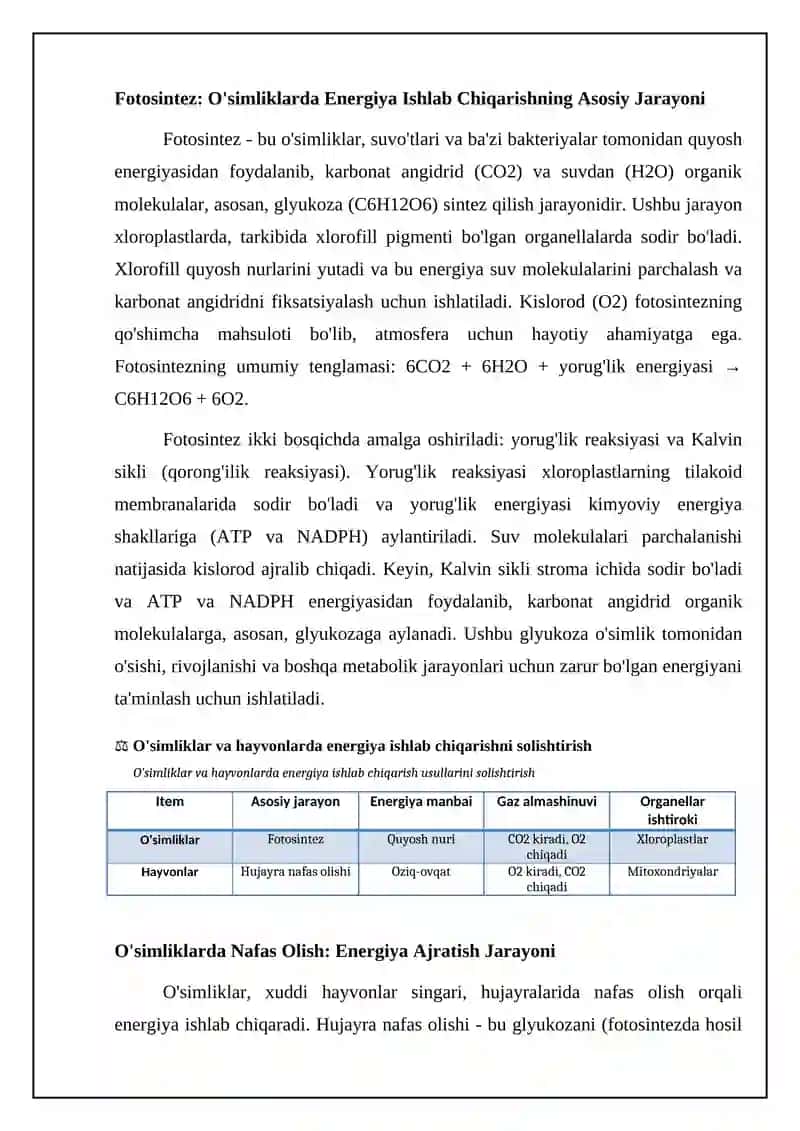 Oʻsimlik va hayvonlarda energiya hosil bo’lishi 4