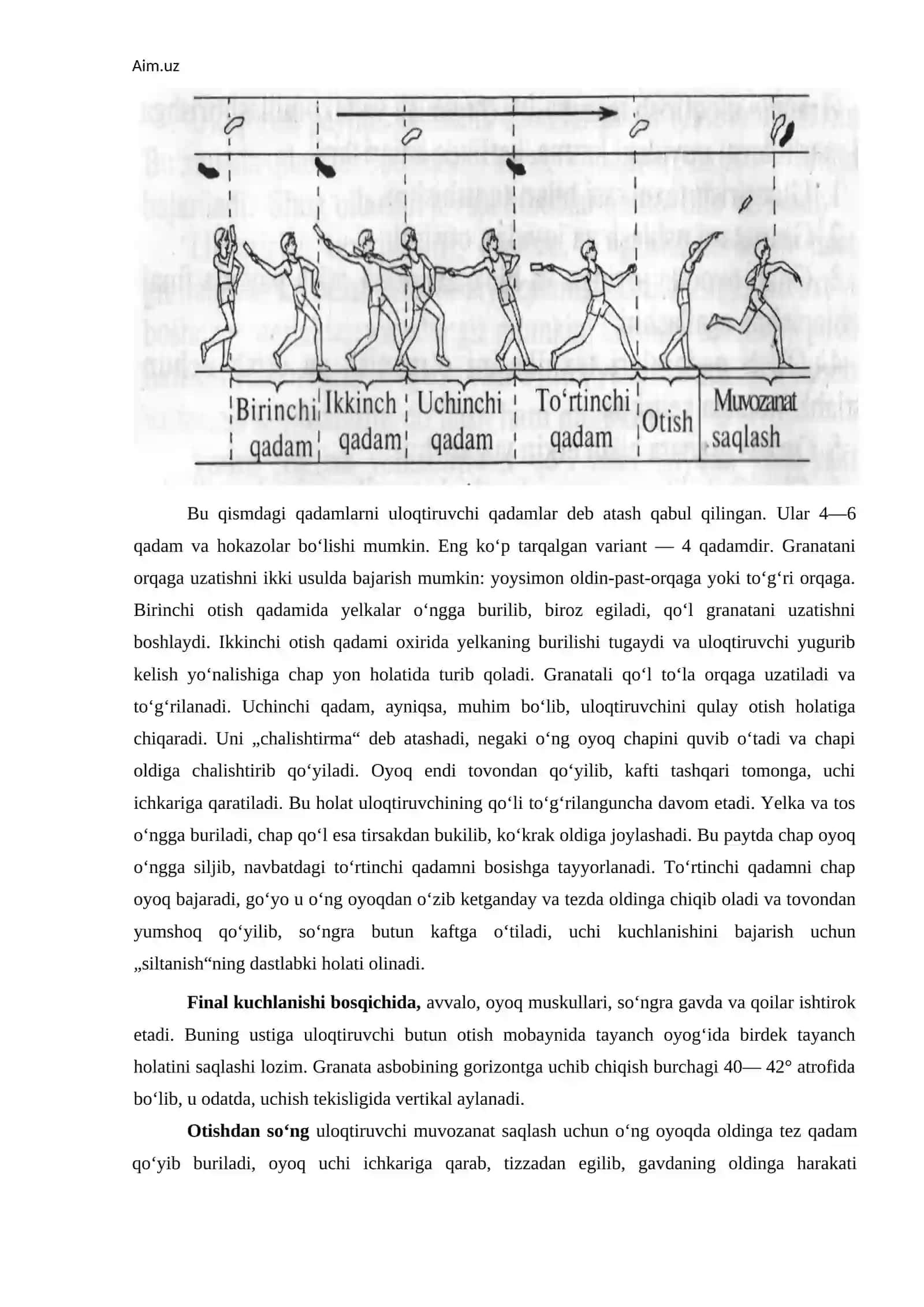 Yengil atletika asboblarini uloqtirish texnikasi 4