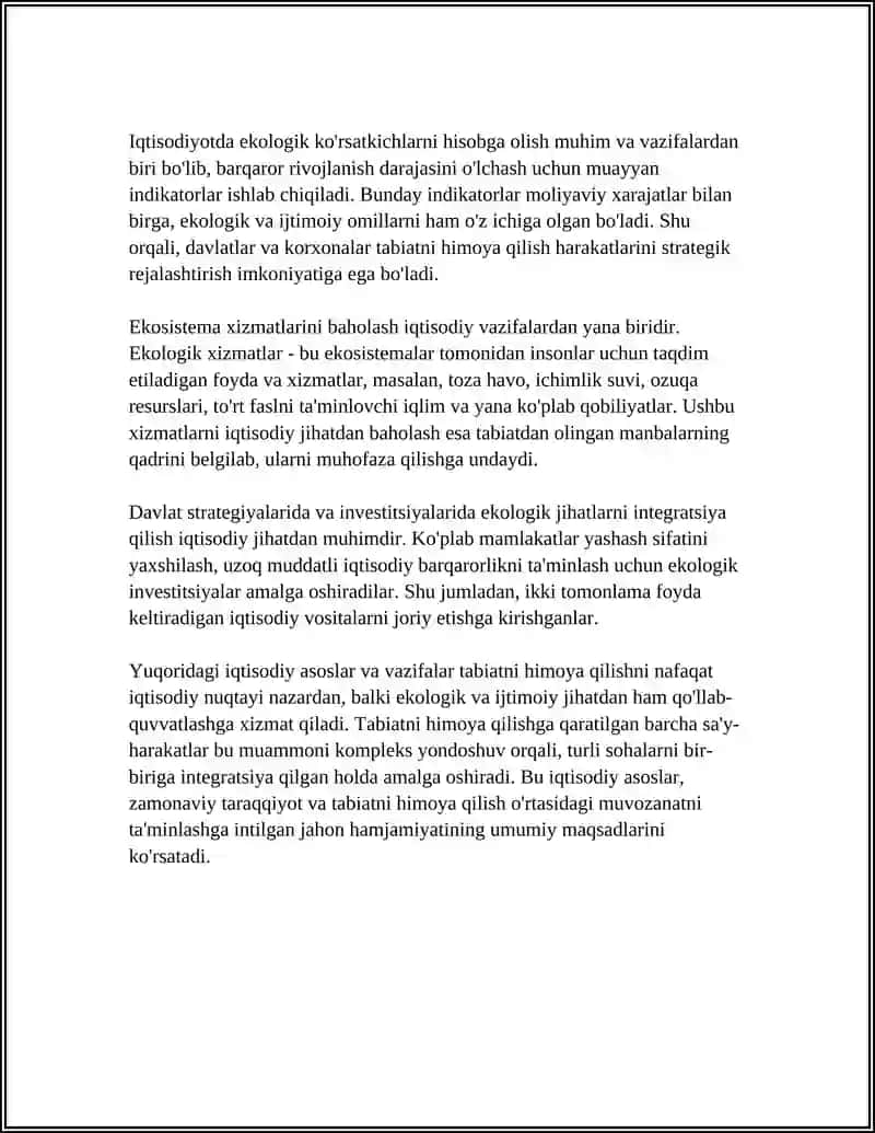 TABIATNI HIMOYA QILISHNI IQTISODIY TAHLILI 4