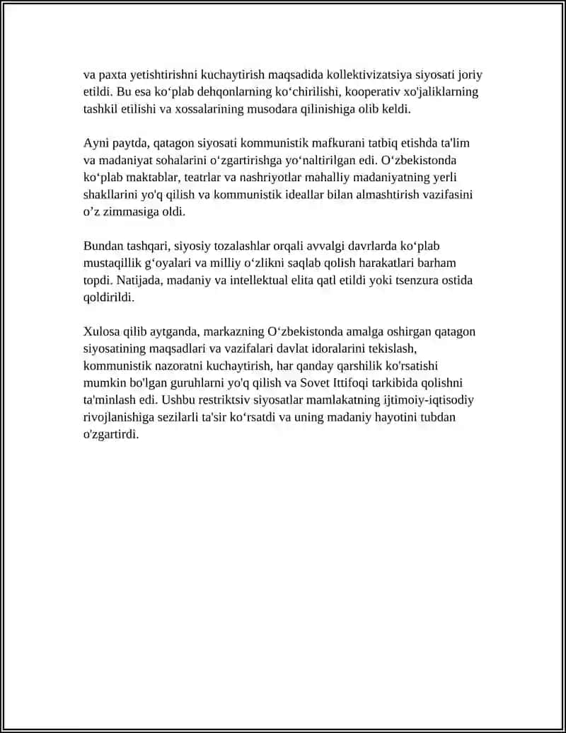 MARKAZNING O'ZBEKISTONDA AMALGA OSHIRGAN QATAGON SIYOSATI 4