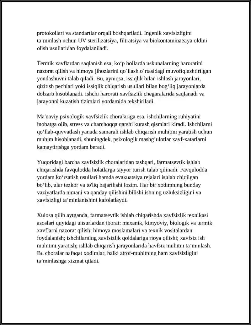 Farmatsevtik ishlab chiqarishda xavfsizlik texnikasi asoslari 4