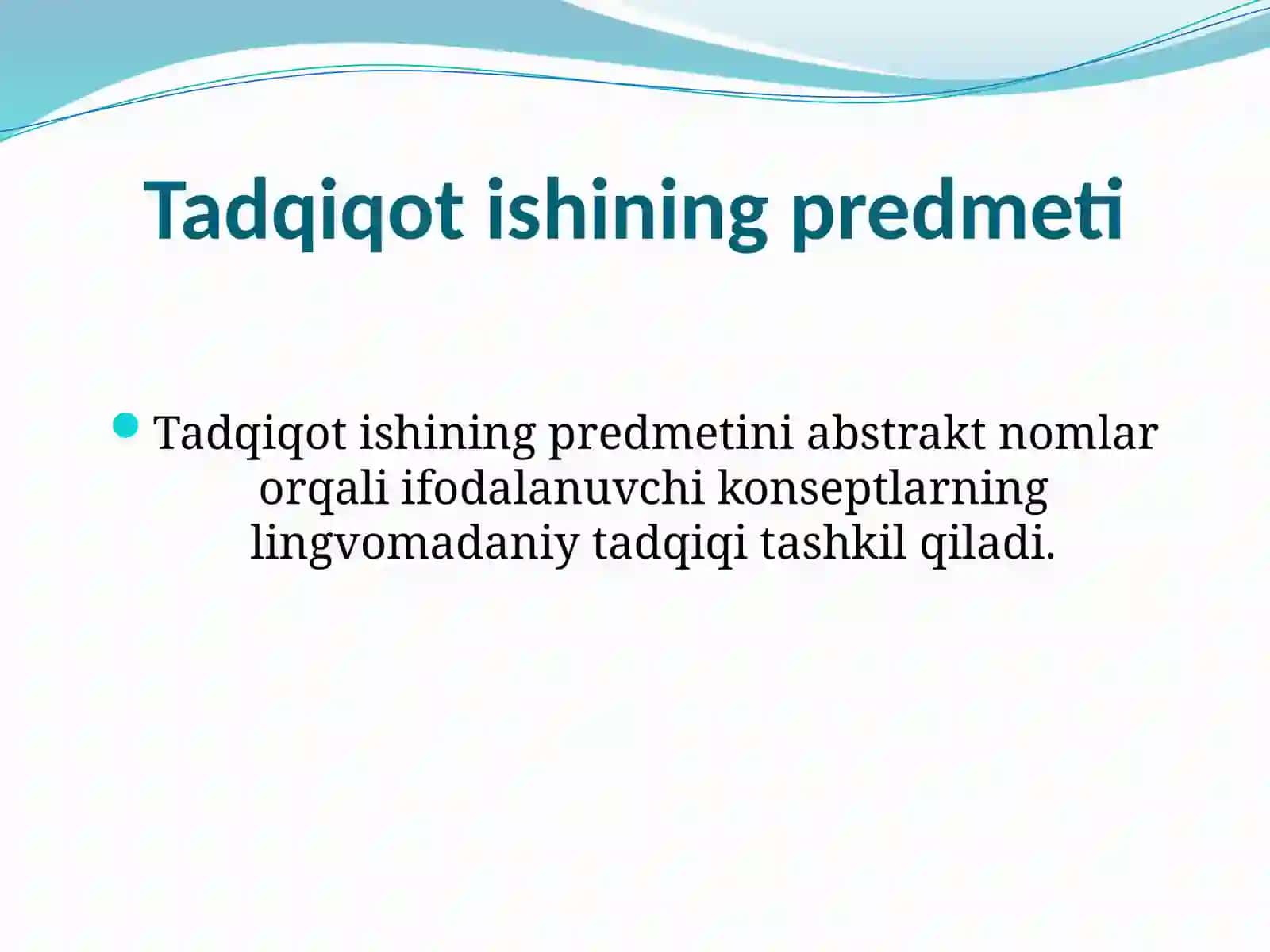 O‘ZBEK TILIDA ABSTRAKT NOMLAR ORQALI IFODALANUVCHI KONSEPTLARNING LINGVOKULTROLOGIK TADQIQI 4