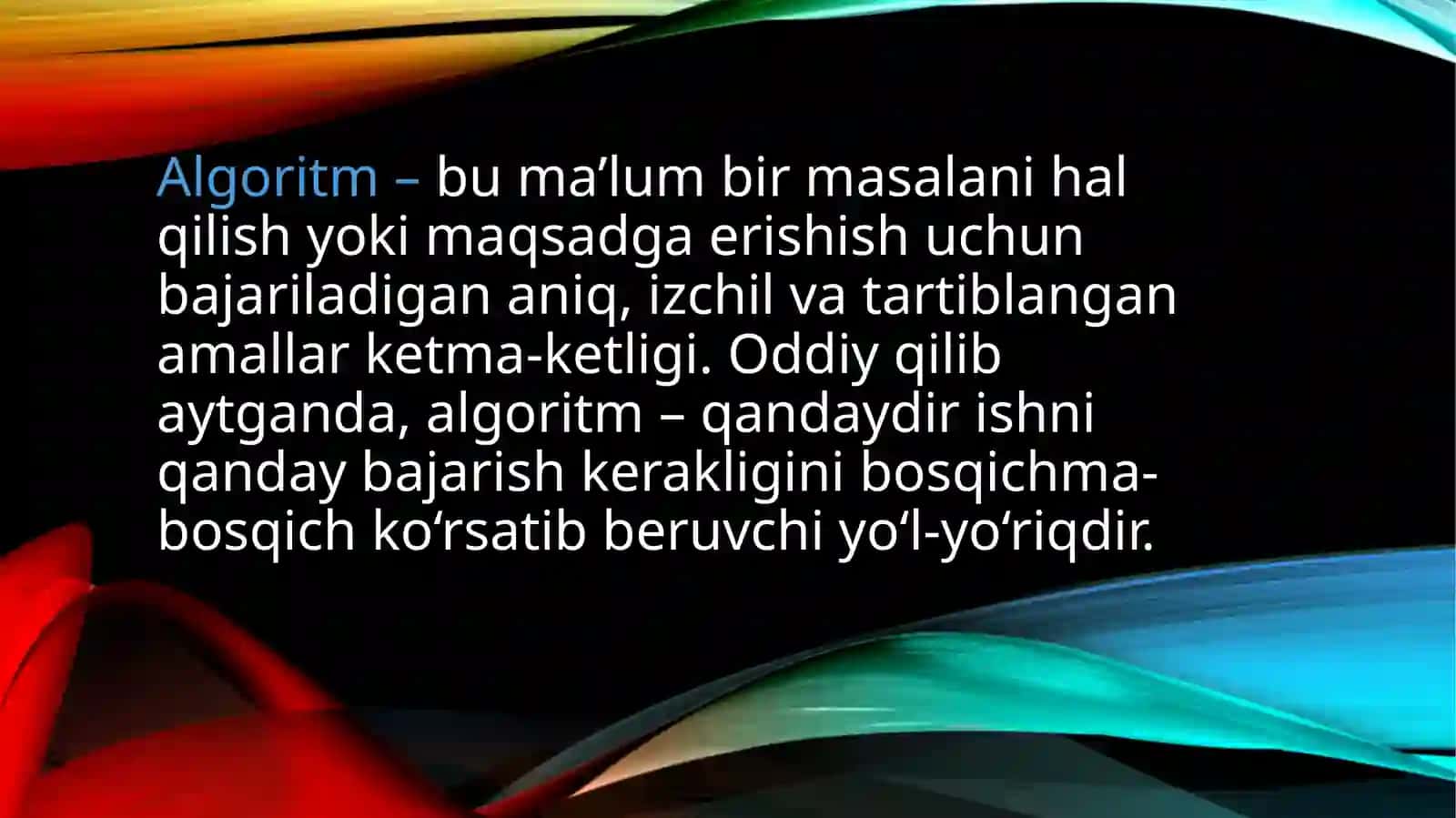 Algoritm tushunchasi va tasvirlash usullari 4