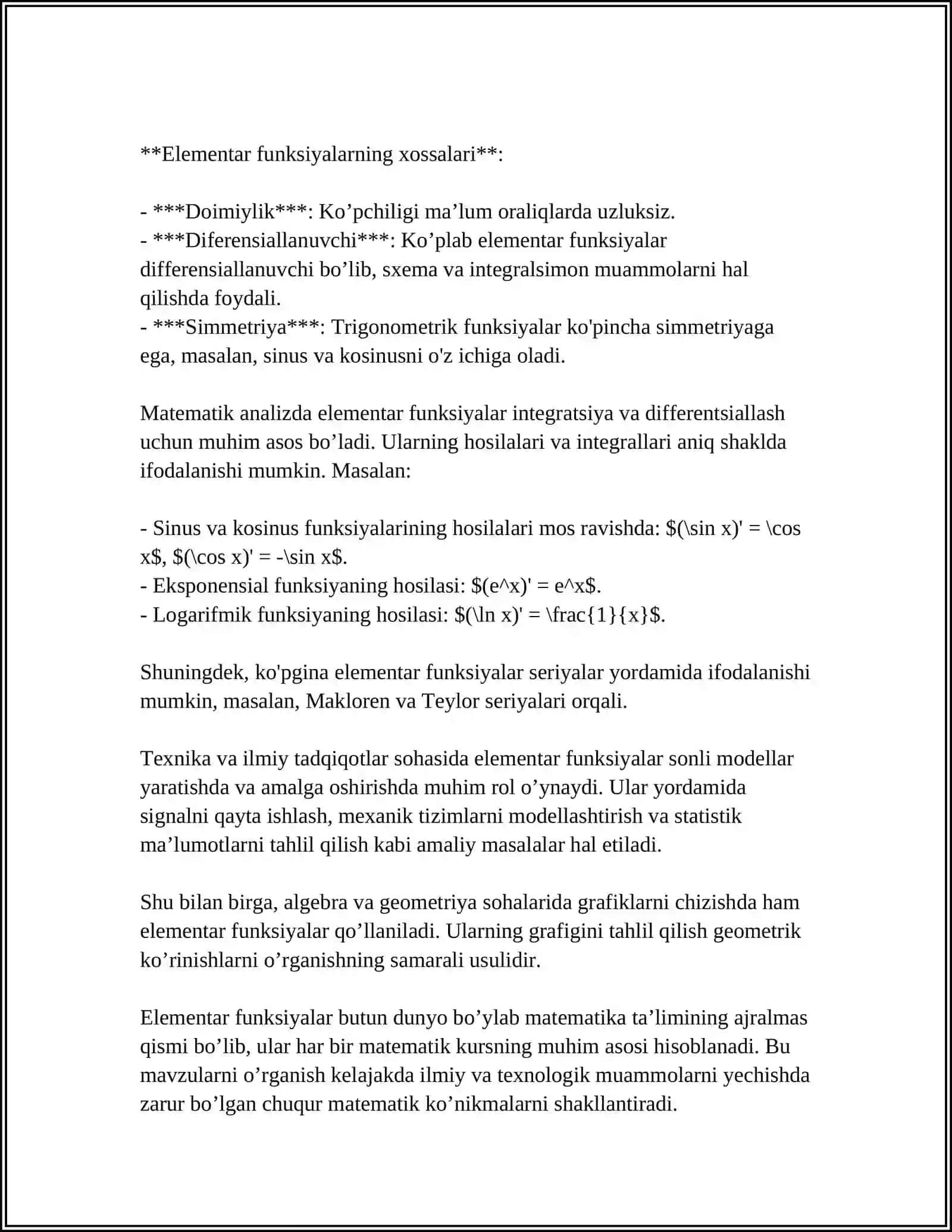 ASOSIY ELEMENTAR FUNKSIYALAR, ULARNING GRAFIKLARI 4