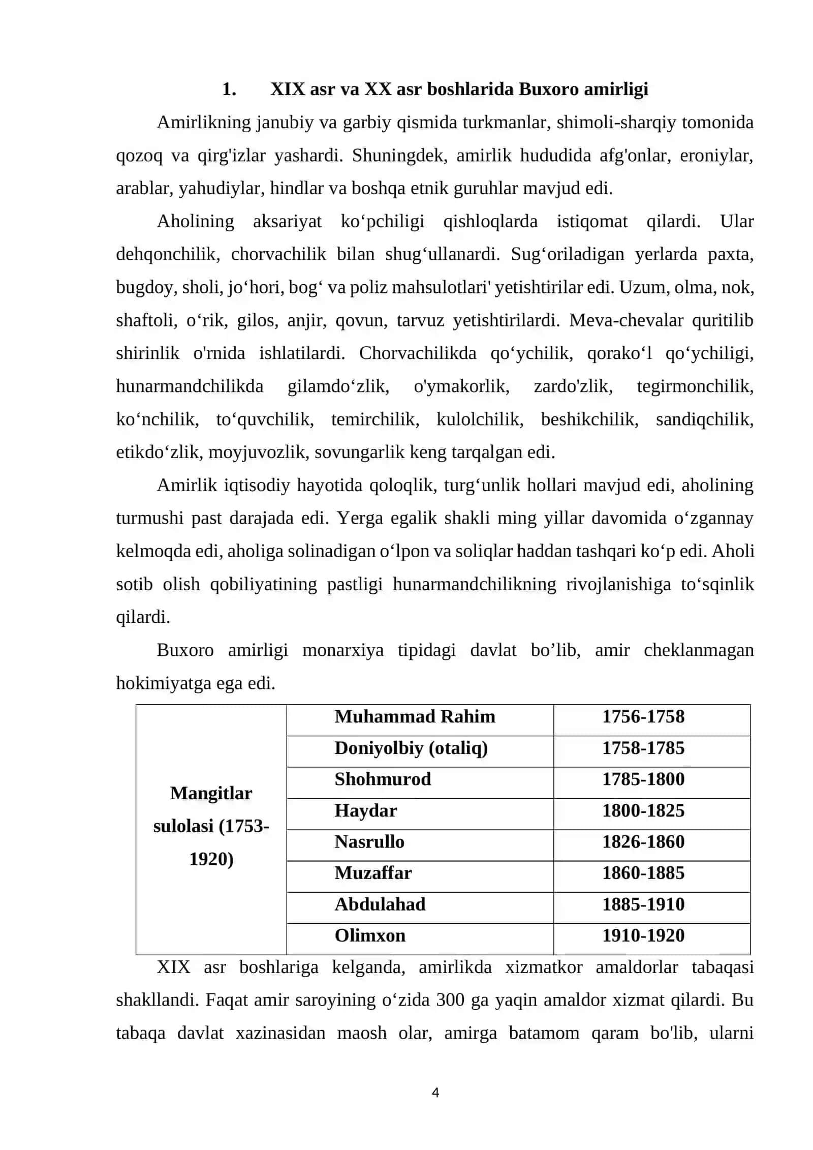XIX asr o‘rtalarida Buxoro amirligidagi siyosiy va ijtimoiy-iqtisodiy ahvol 4
