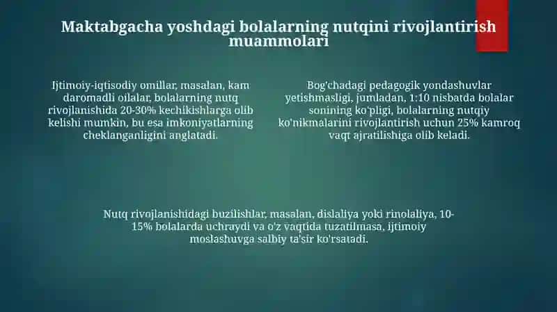 Maktabgacha kichik yoshdagi bolalar nutqini oʻstirish vazifalari va muommolar 4