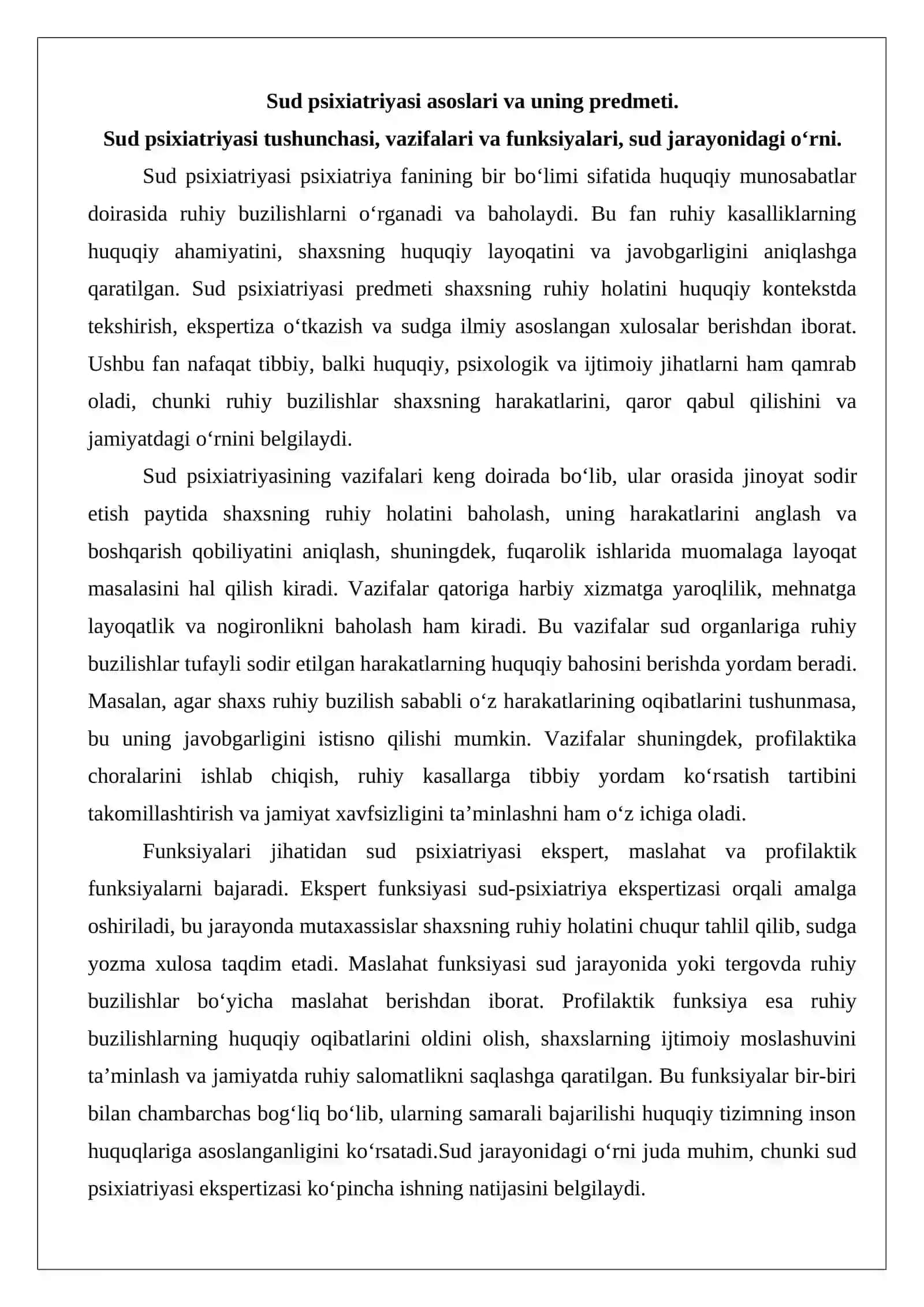 Sud psixiatriyasi asoslari. Sud psixiatriyasiga kirish 4