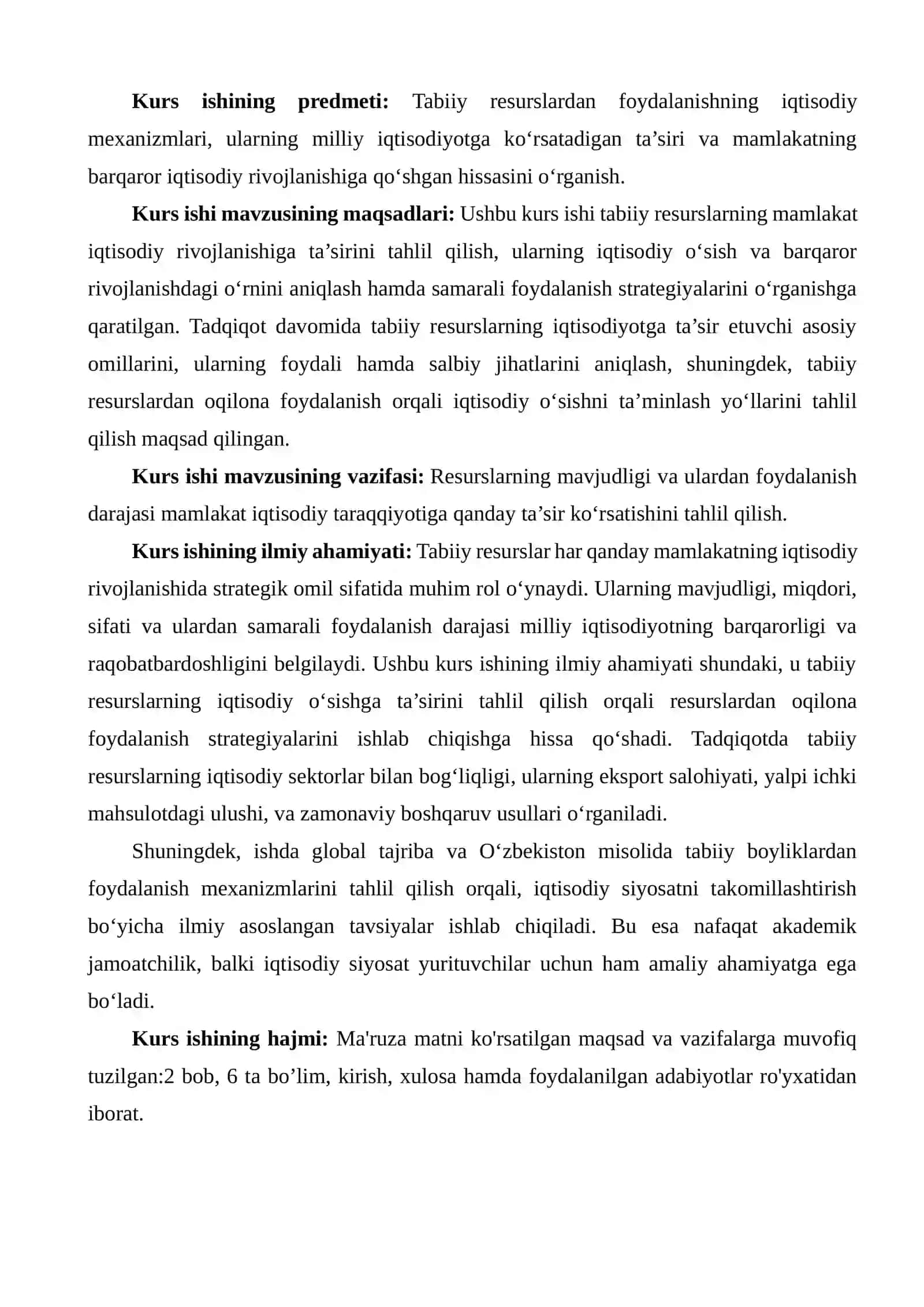 TABIIY RESURSLARNING IQTISODIY RIVOJLANISHDA TUTGAN O‘RNI 4
