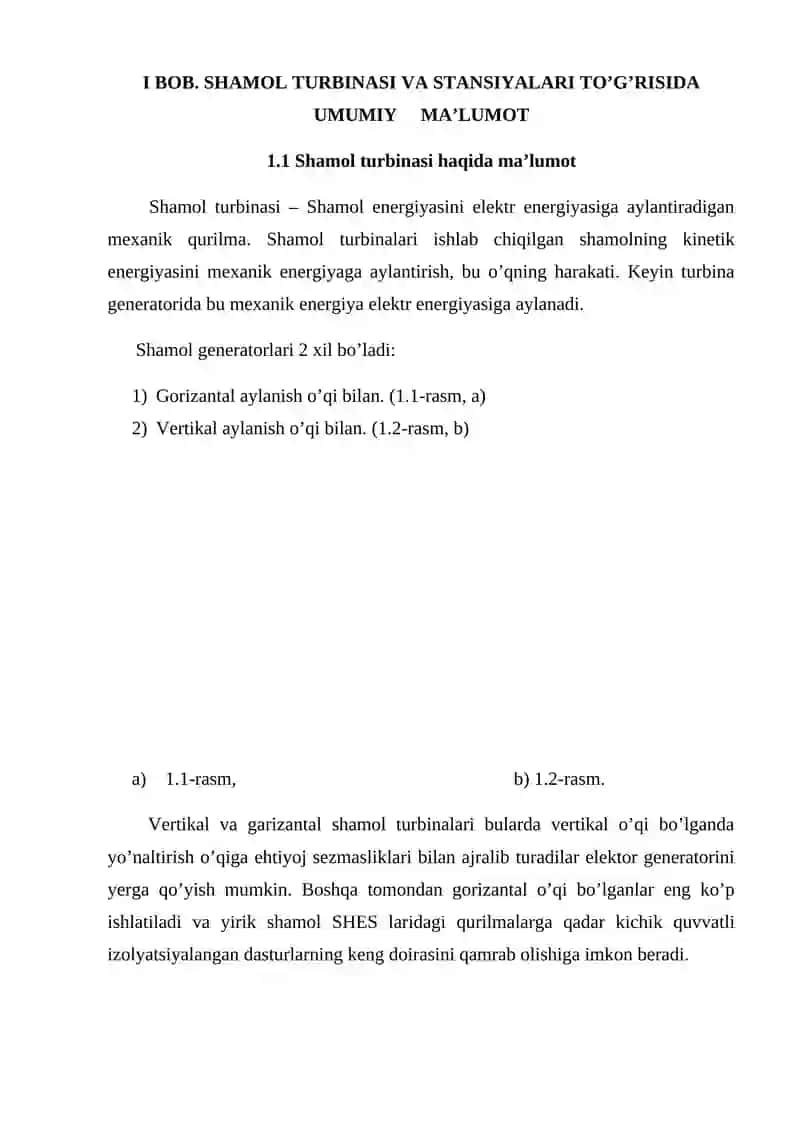 Shamol turbinalarining texnik xususiyatlari 4