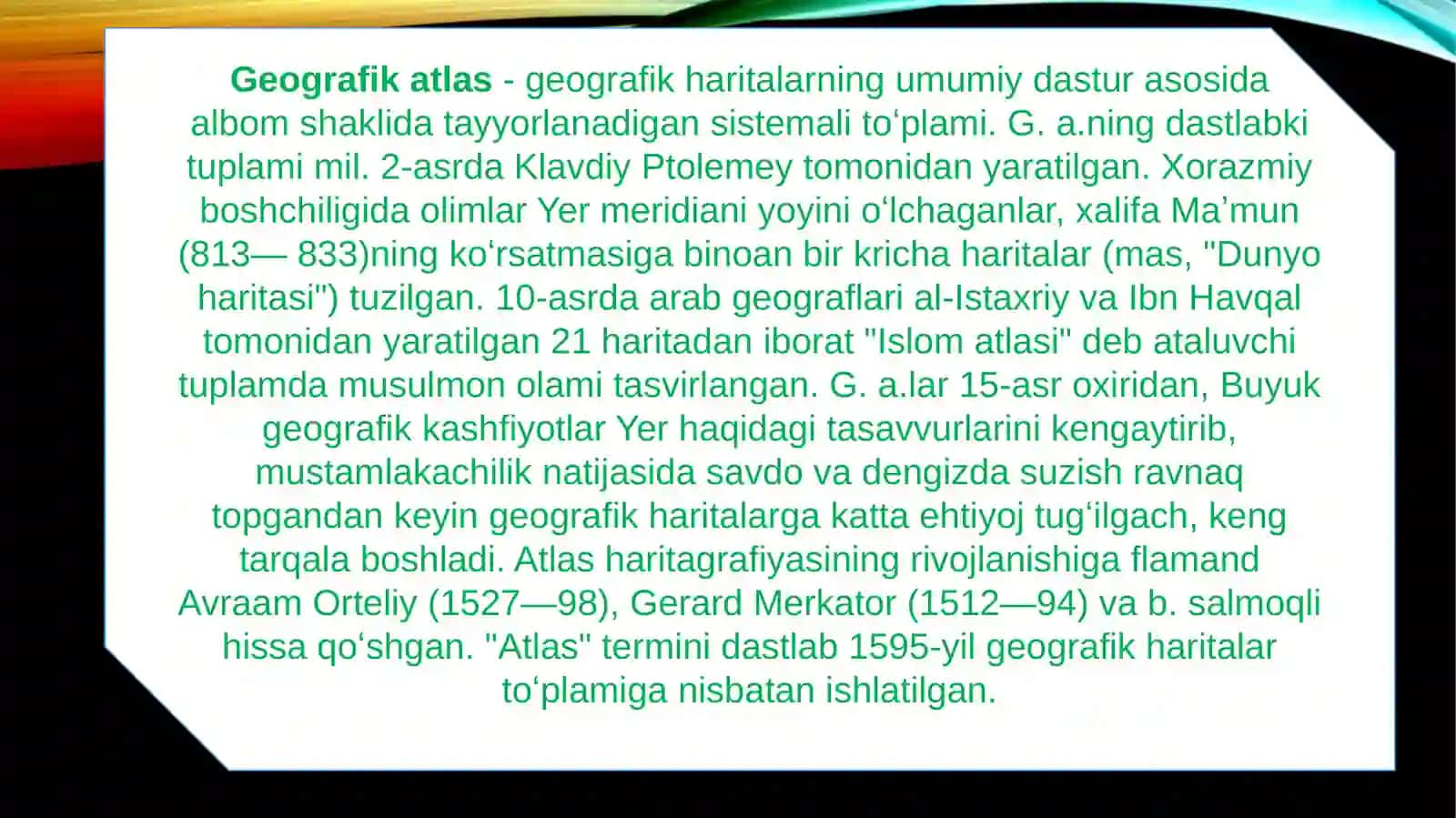 Geografik atlaslar strukturasi va mazmunini tahlil qilish 4