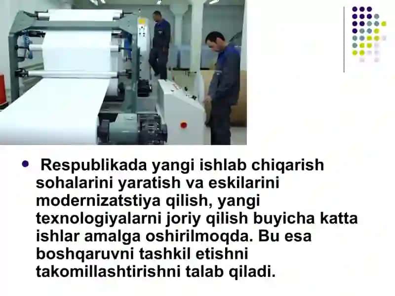 Ishlab chiqarish menejmentini takomillashtirishning ustivor yo’nalishlari 4