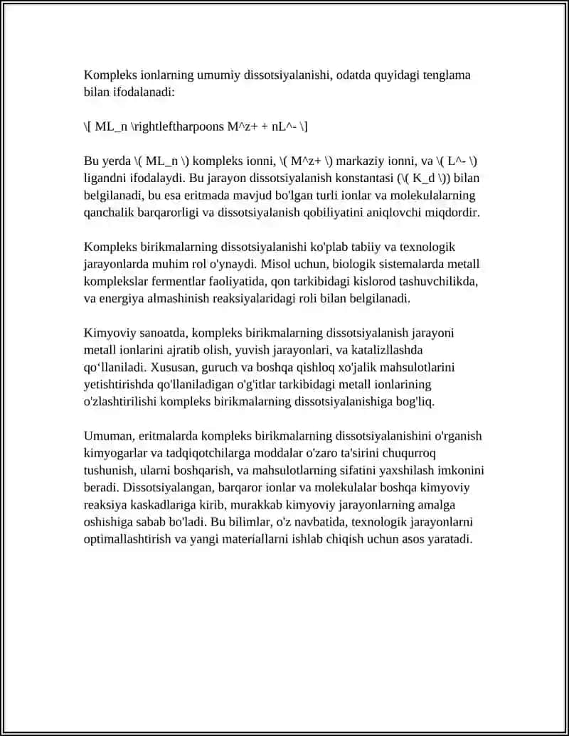 ERITMALARDA KOMPLEKS BIRIKMALARNI DISSOTSIYALANISHI 4