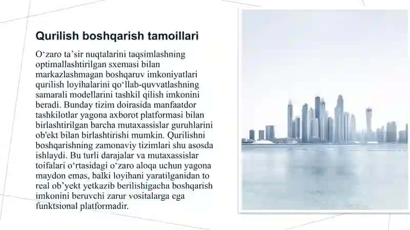 Qurilish boshqarish tamoillari 4
