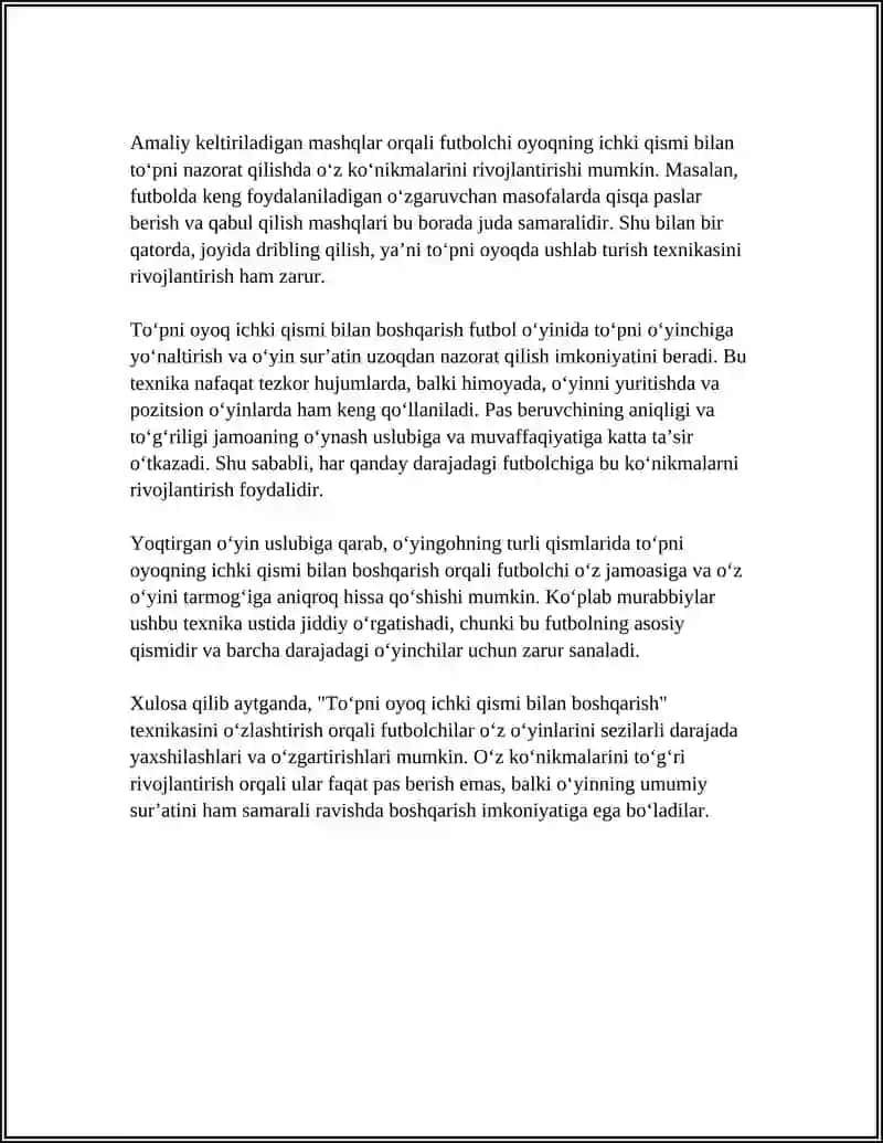 FUTBOL O'YINIDA TOʻPNI BOSHQARISH TEXNIKASAI 4