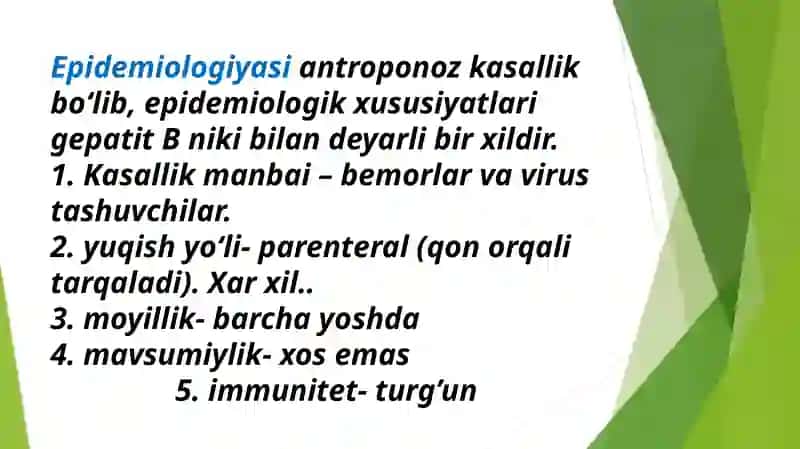 Virusli gepatit D Epidemiyologiya va Davolash 4