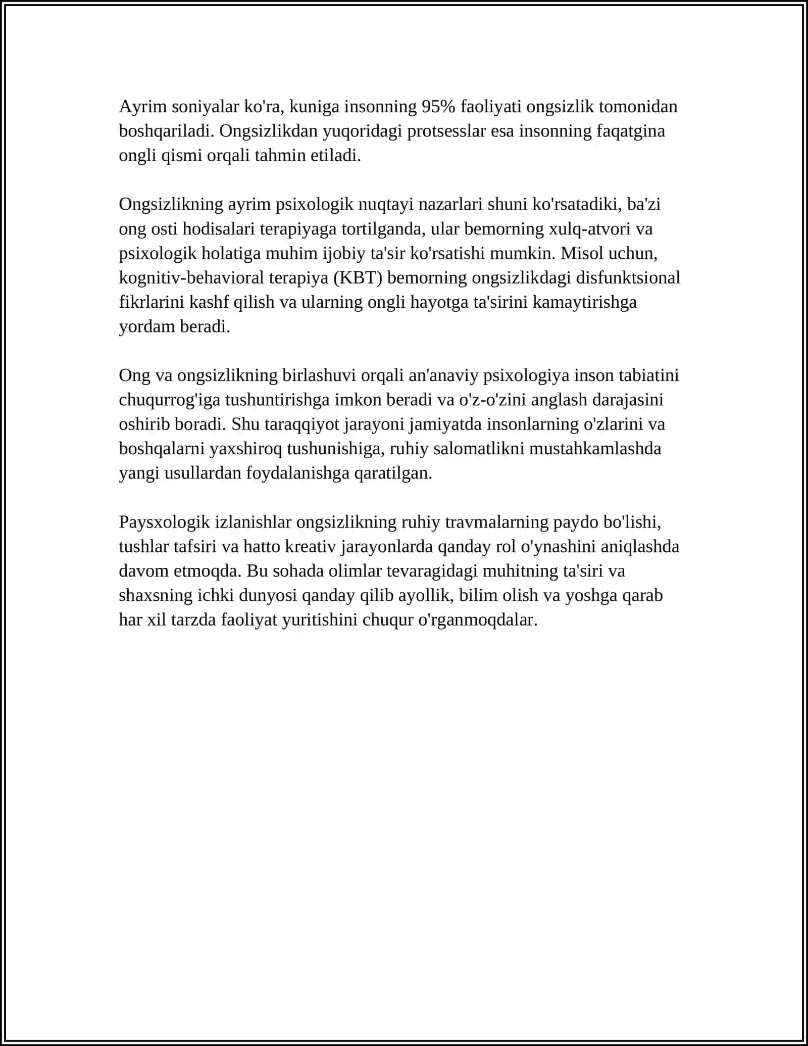 XULQ ATVORNING PSIXOFIZIOLOGIK ASOSLARI ONG TARQQIYOTI VA ONGSIZLIK XAYOL TAFAKKUR INTELLEKT VA KREATIVLIK 4