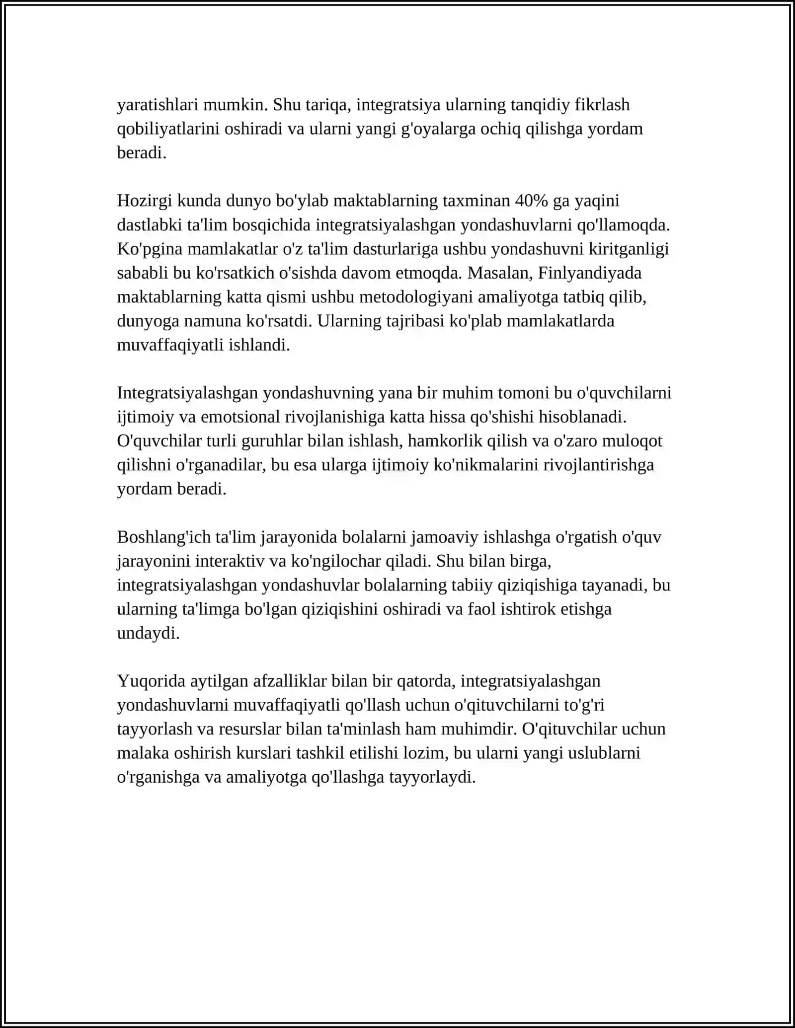 BOSHLANG'ICH TALIM FANLARINING INTEGRATSIYASI 4