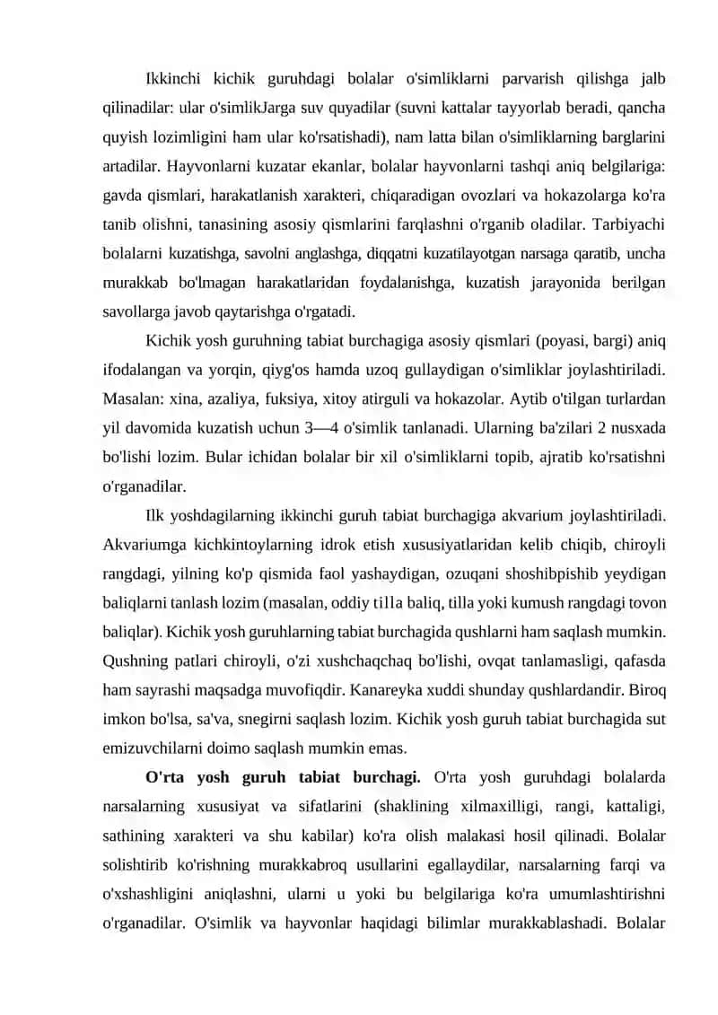 Tabiat burchagida Bolalarni tanishtirish 4
