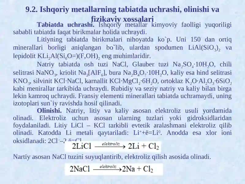 QURILISHKIMYOSI fanidan “I A guruh elementlari va ularni qurilishda ahamiyati” mavzusidagi ma’ruza 4