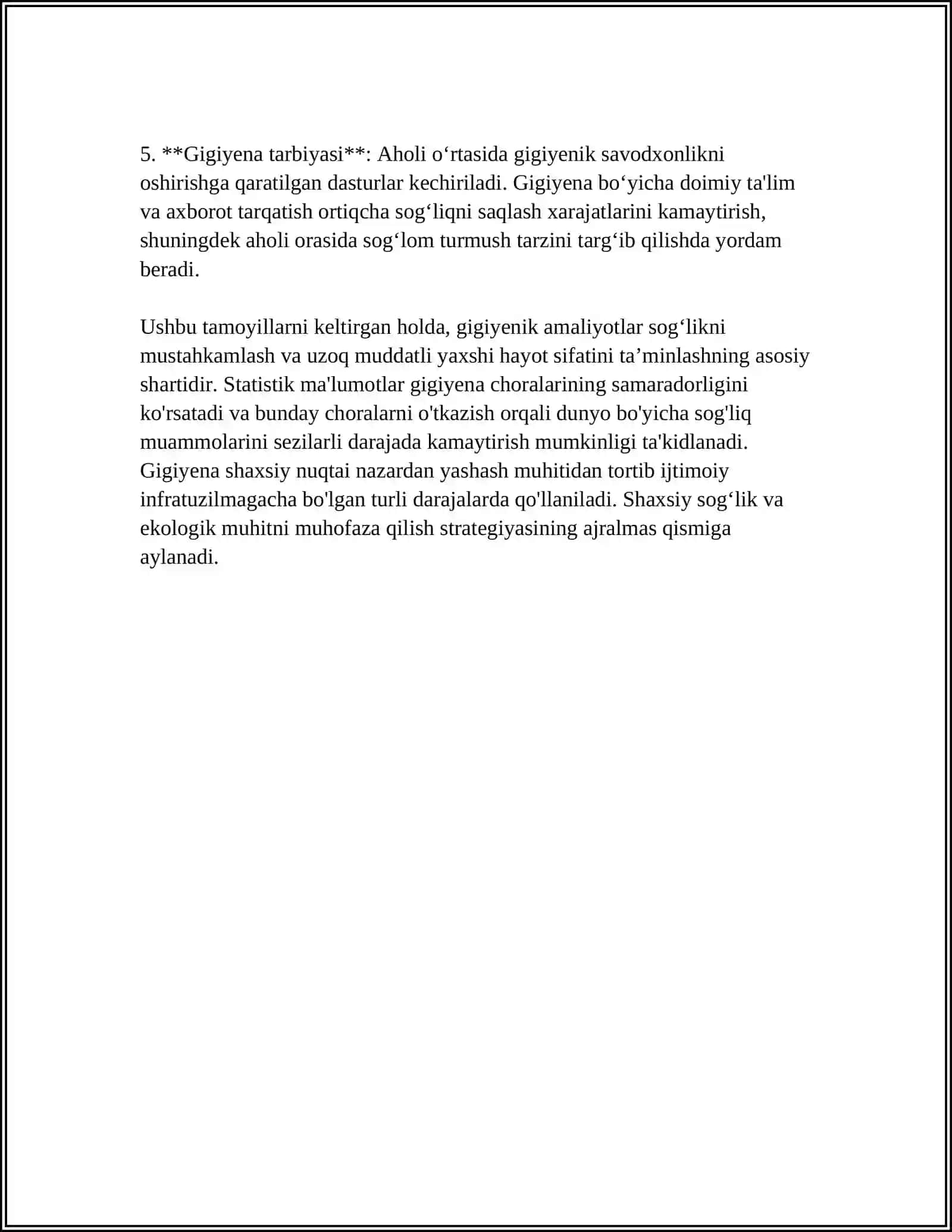 MUSTAQIL ISH Mavzu: ENDEMIK KASALLIKLARNI OLDINI OLISHNING GIGIYENIK ASOSLARI 4