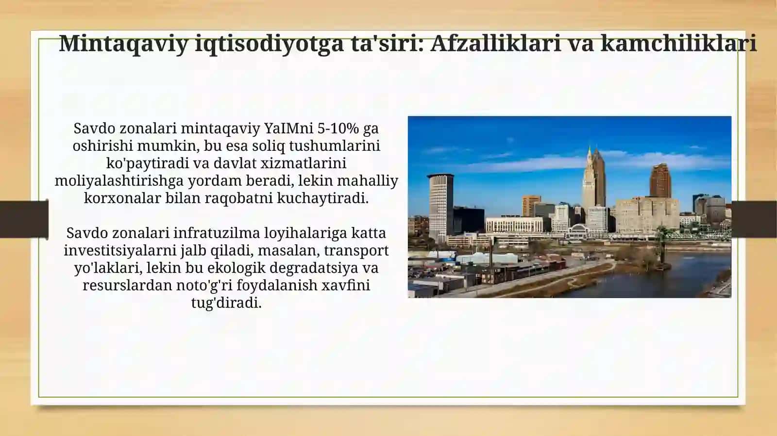 Savdo zonalari va ularning hududi iqtisodiyotdagi o'rni 4