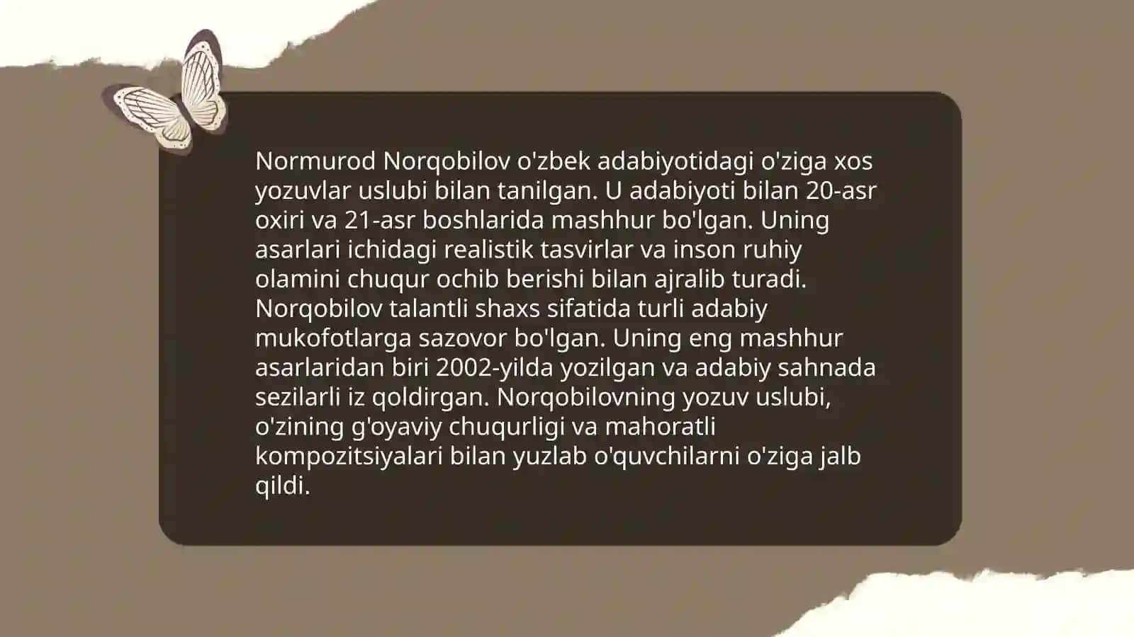 Normurod Norqobilovning qissalari tahlili 4