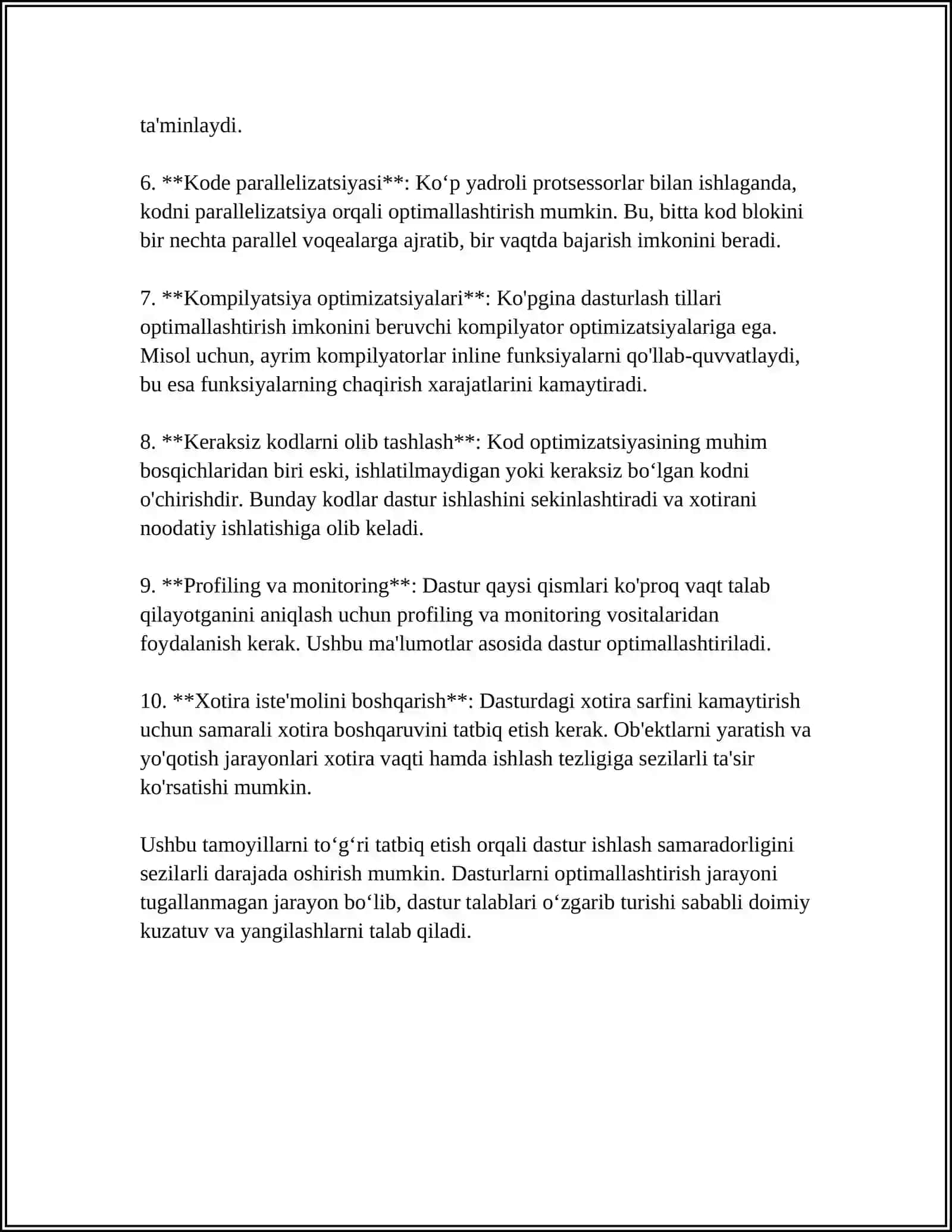 KOD OPTIMIZATSIYASINING MASHINAGA BOG'LIQ BÓLGAN USULLARI: JARAYONLAR REGISTRLARINI TAQSIMLANISHI, HISOBLASHLAR PARALLEL TAQSIMLASH 4