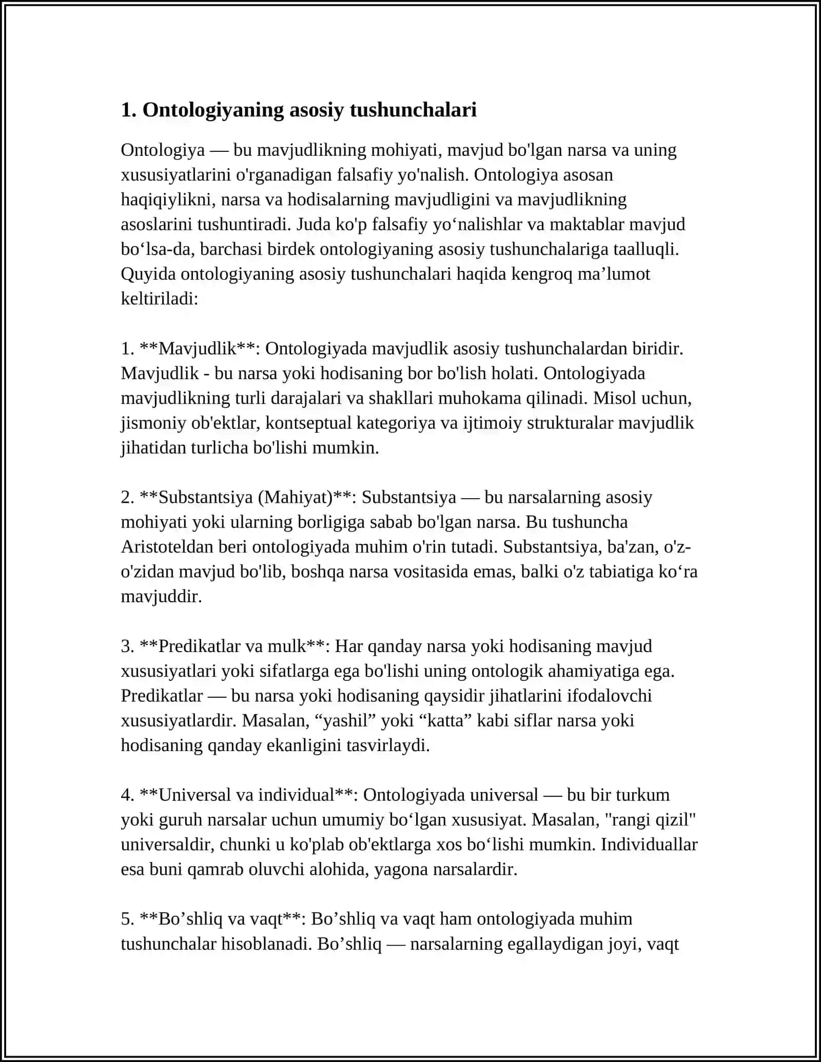 M. XAYDEGGERNING "BORLIQ VA VAQT" ASARI ASOSIDANOKLASSIK ONTOLOGIYANING YOʻNALISHLARI VA MOHIYATI 4
