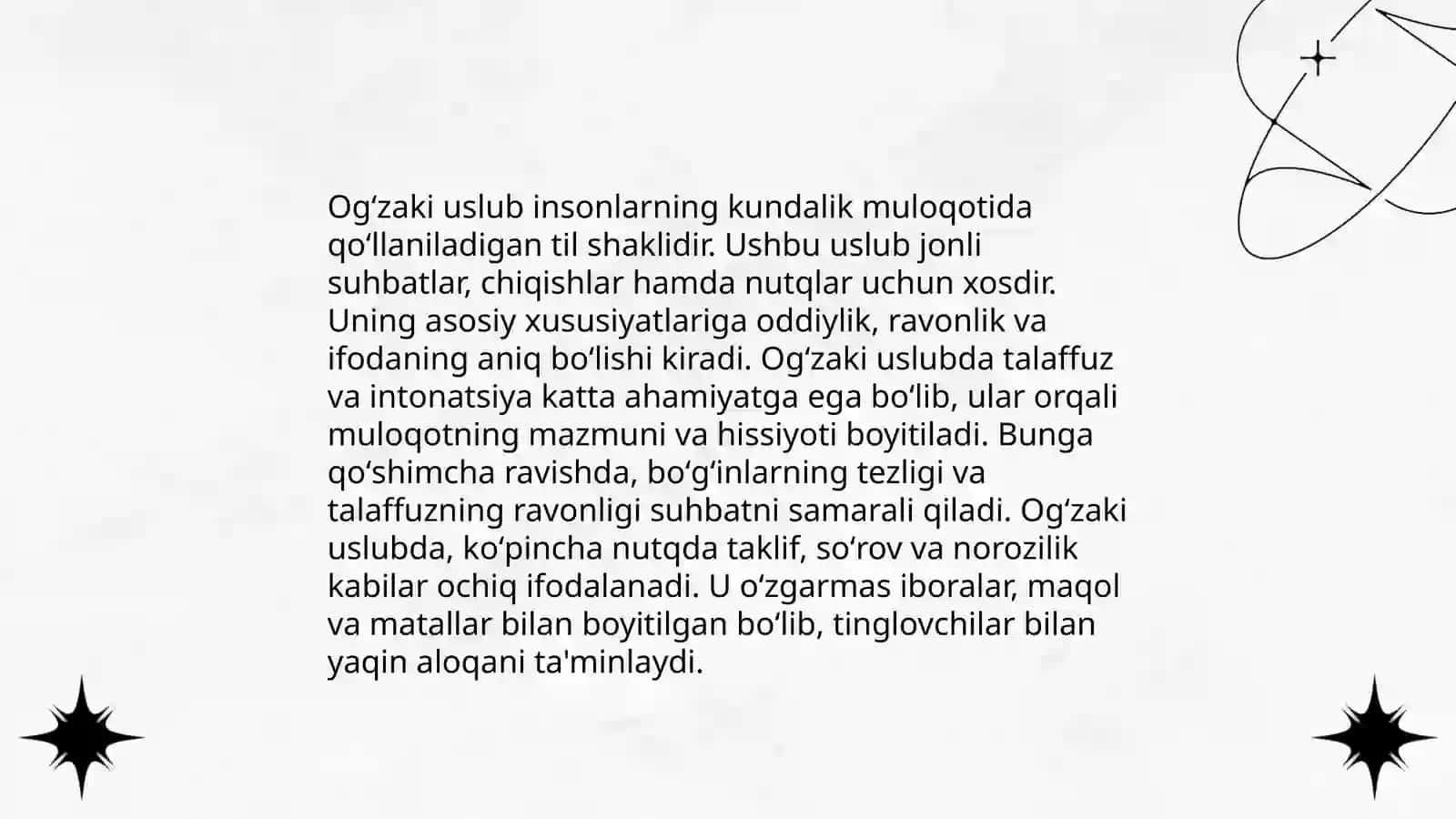 Yozma va ogʻzaki uslub va uning xususiyatlari 4