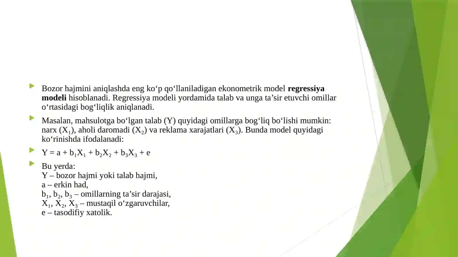 Bozor hajmini aniqlashda ekonometrik modellardan foydalanish 4